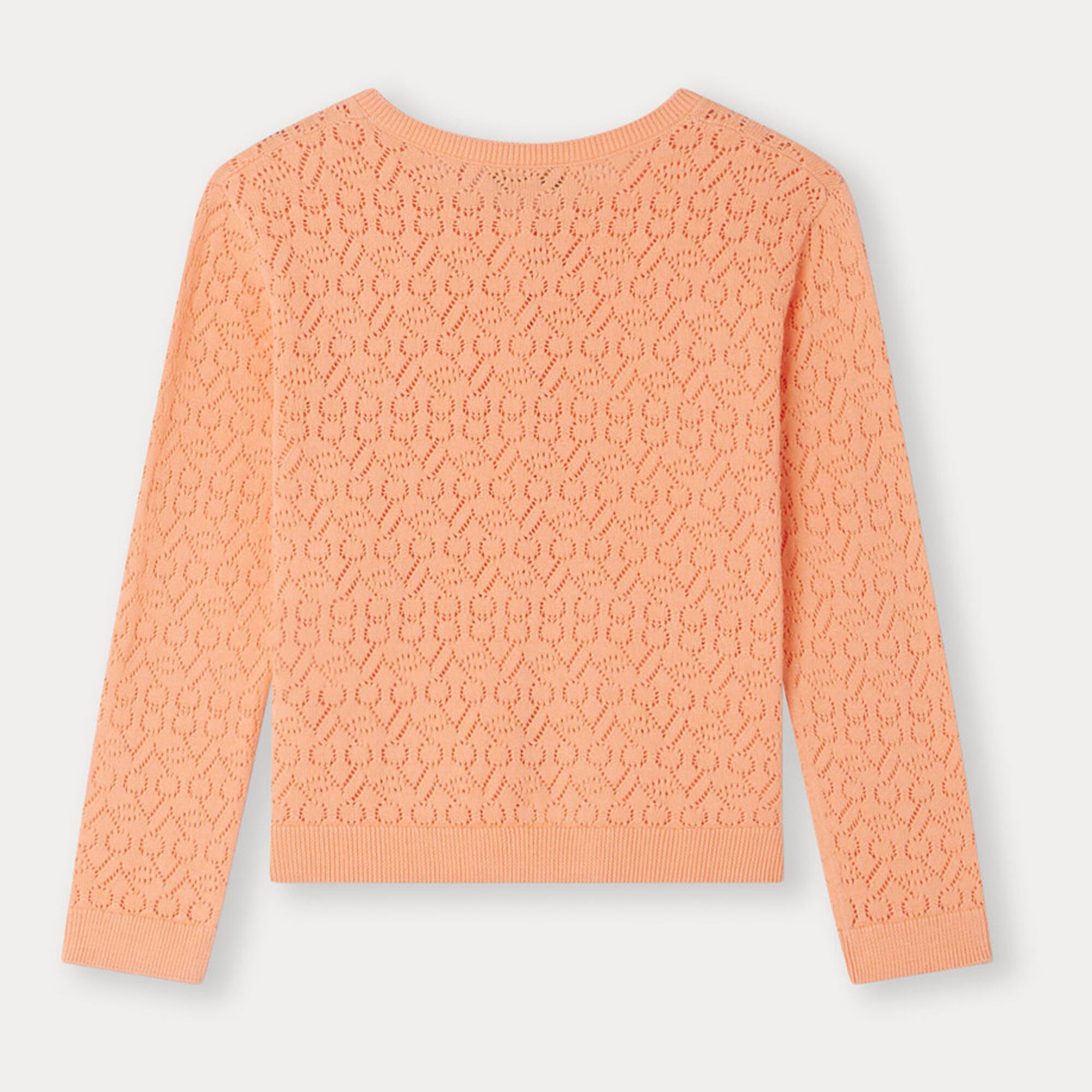 Girls Apricot Hollow Logo Cotton Cardigan