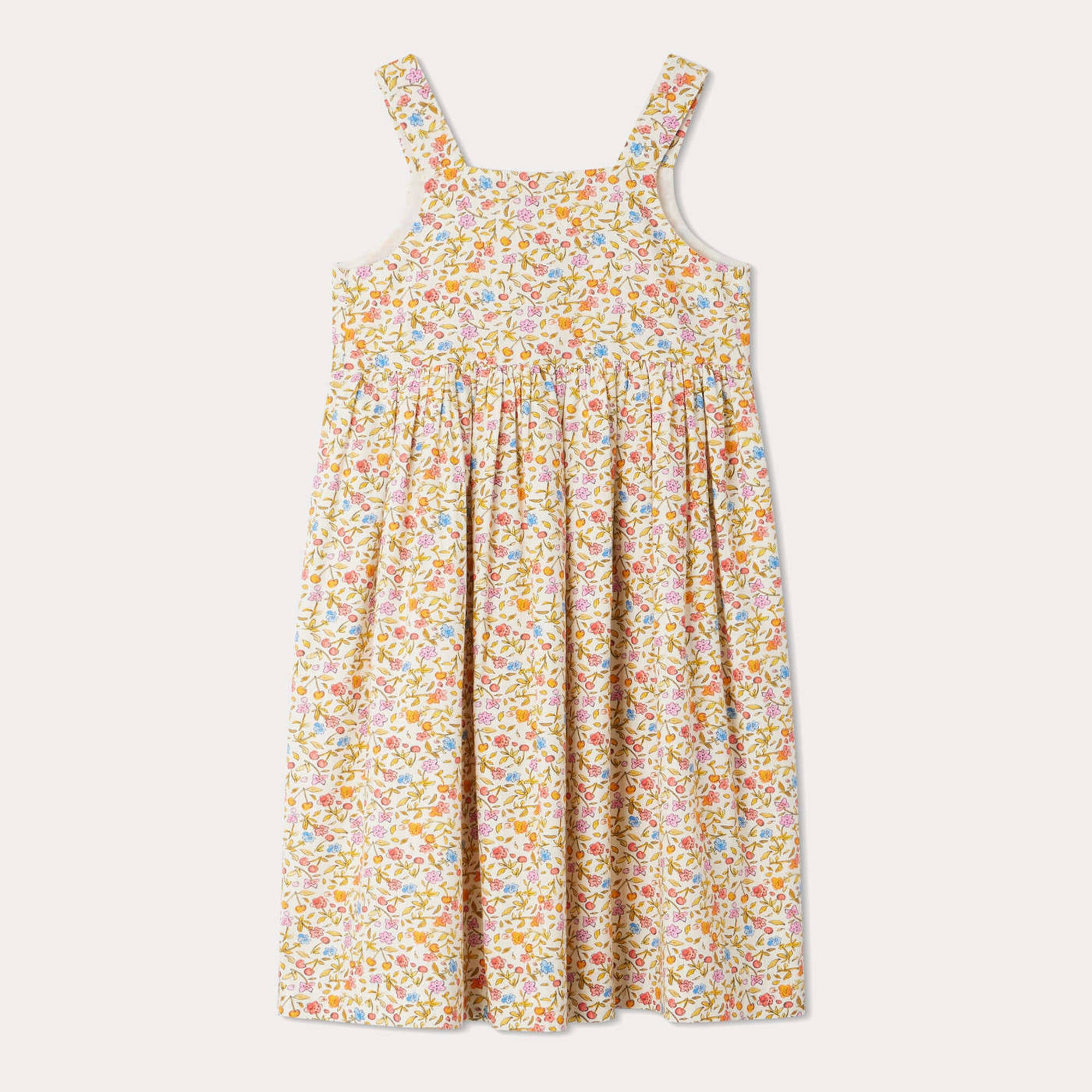 Girls Orange Floral Cotton Dress