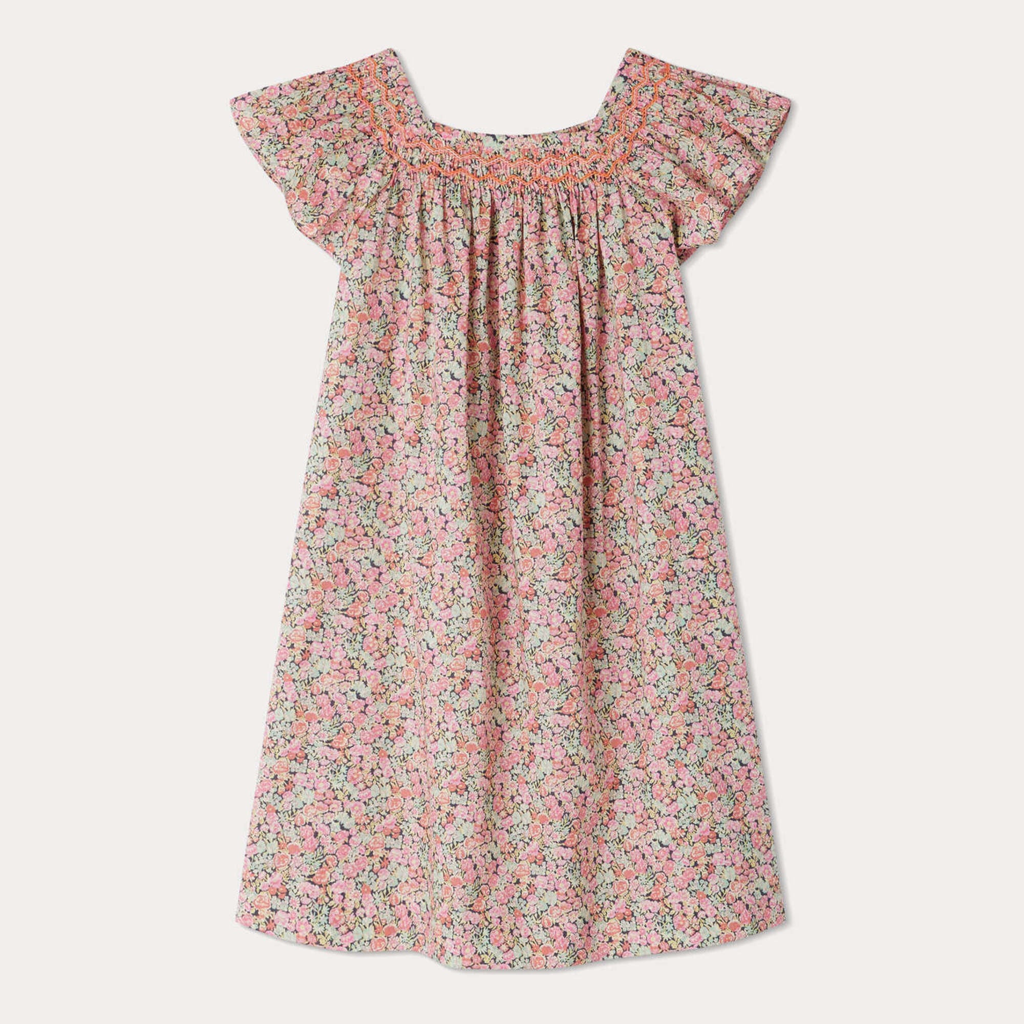 Girls Pink Floral Cotton Dress