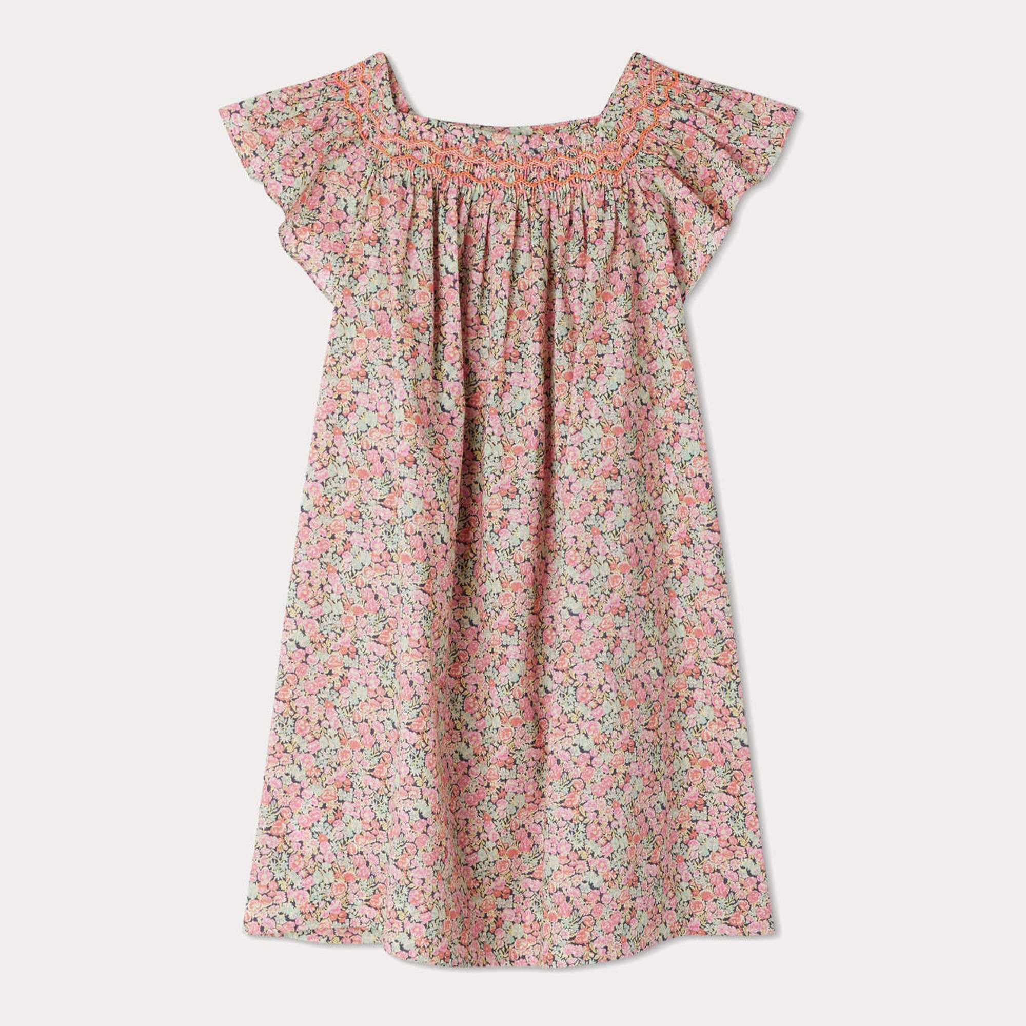 Girls Pink Floral Cotton Dress