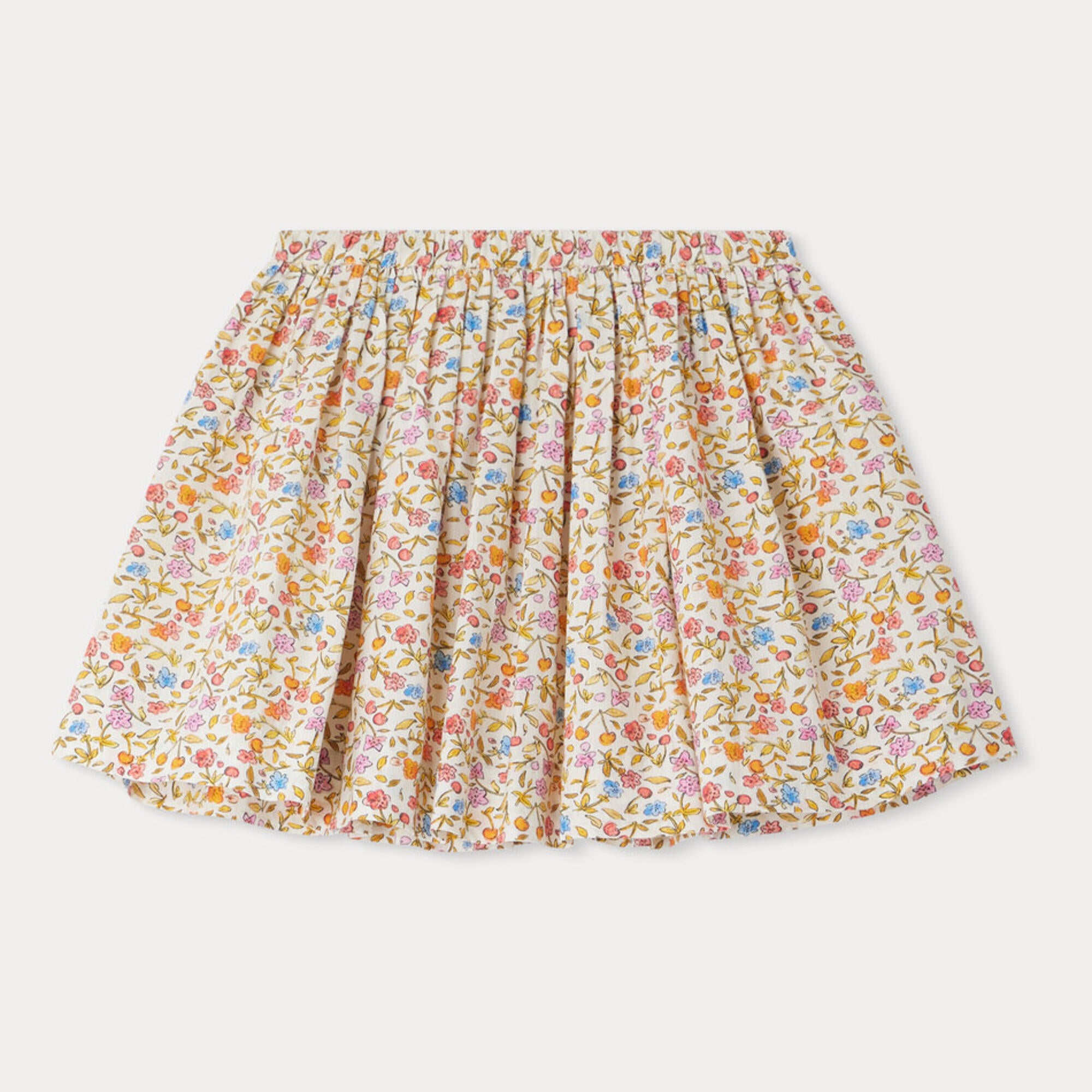 Girls Orange Floral Cotton Skirt