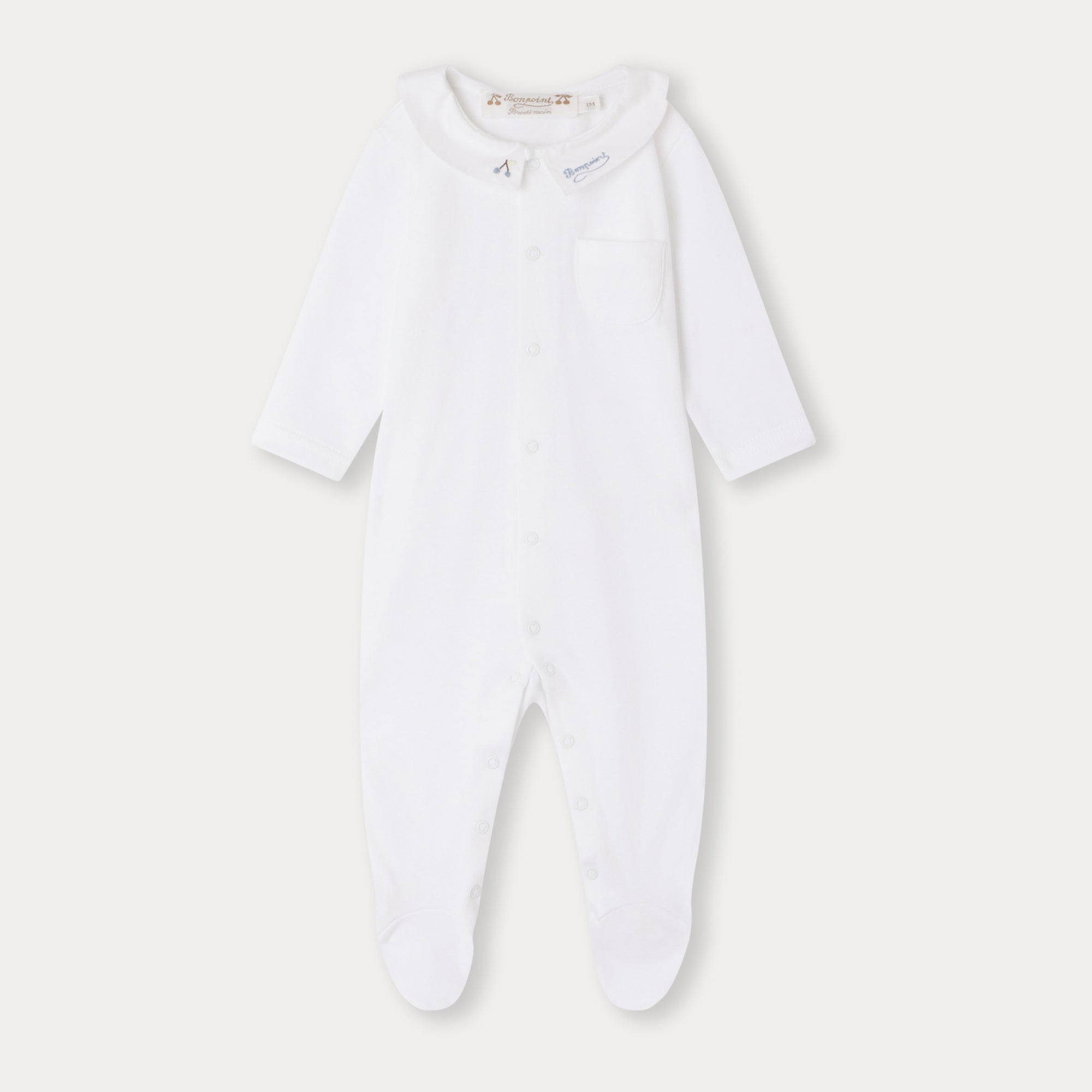 Baby Boys & Girls White Cotton Babysuit