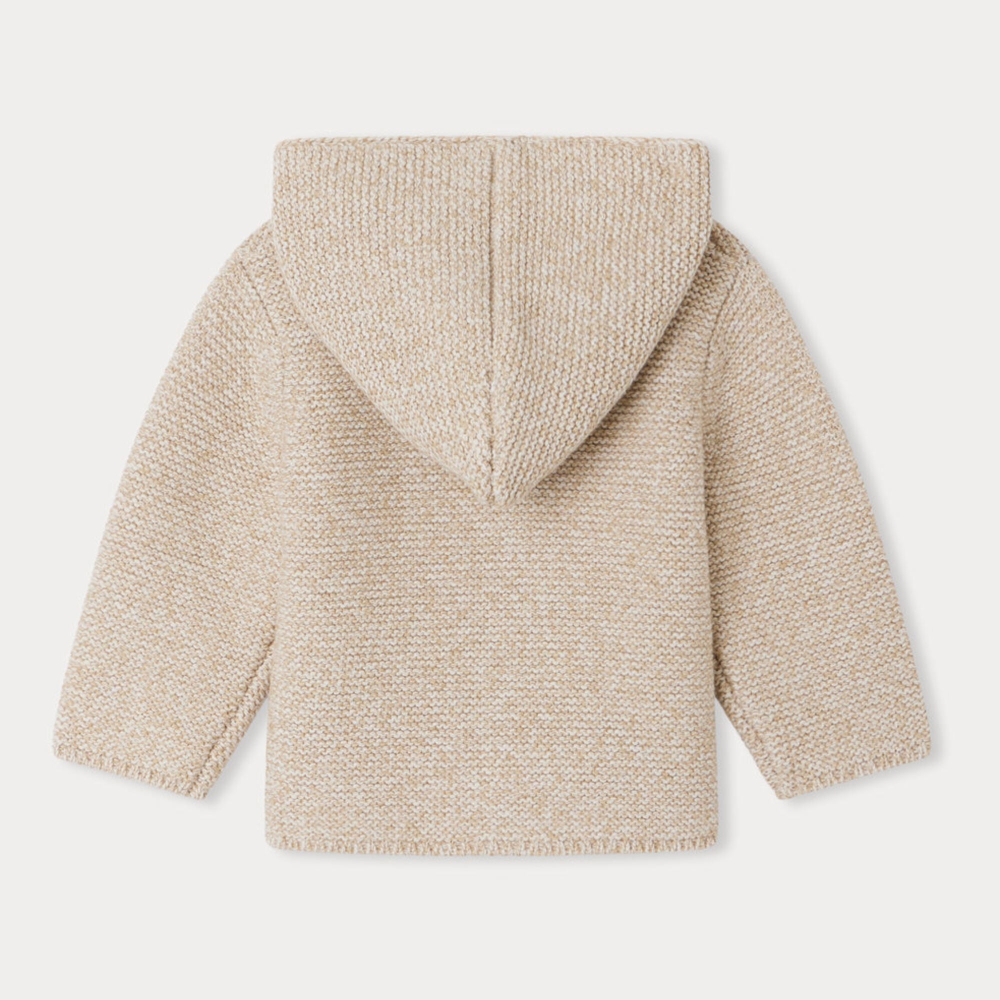 Baby Boys & Girls Beige Hooded Wool Cardigan