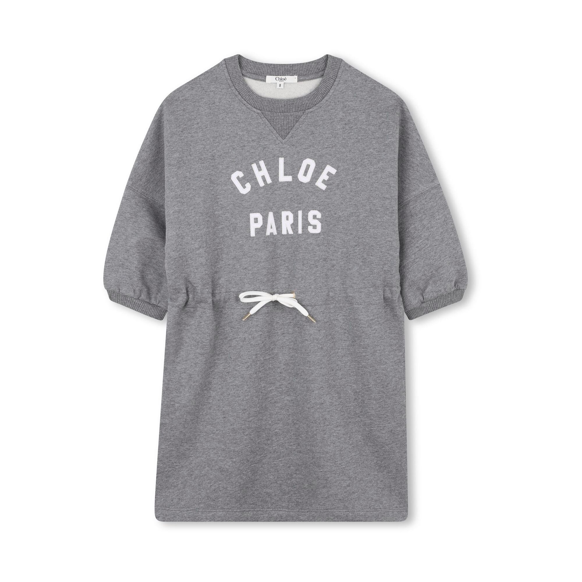 Girls Grey Logo Cotton Dress