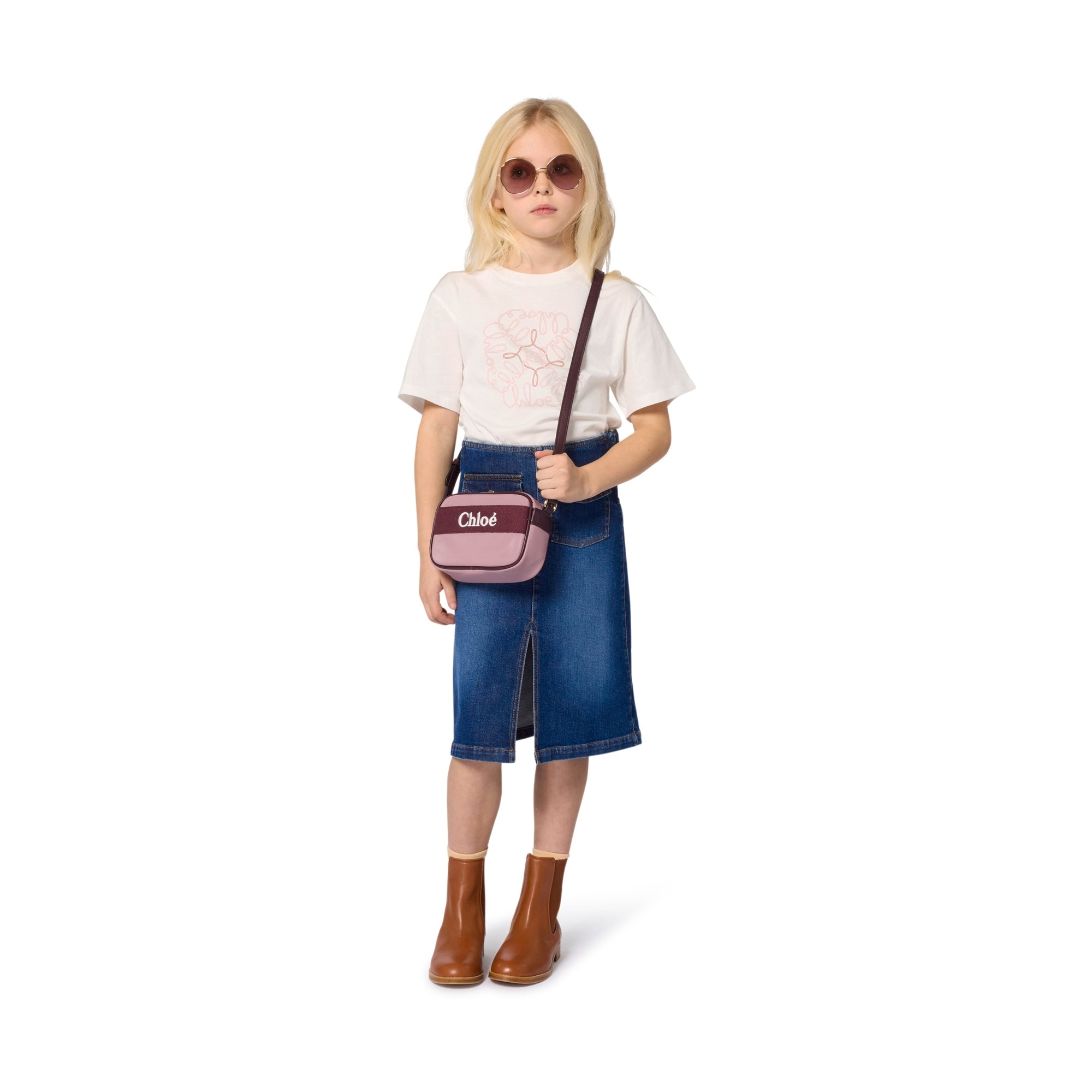 Girls Pink Logo Shoulder Bag(16x11x5cm)