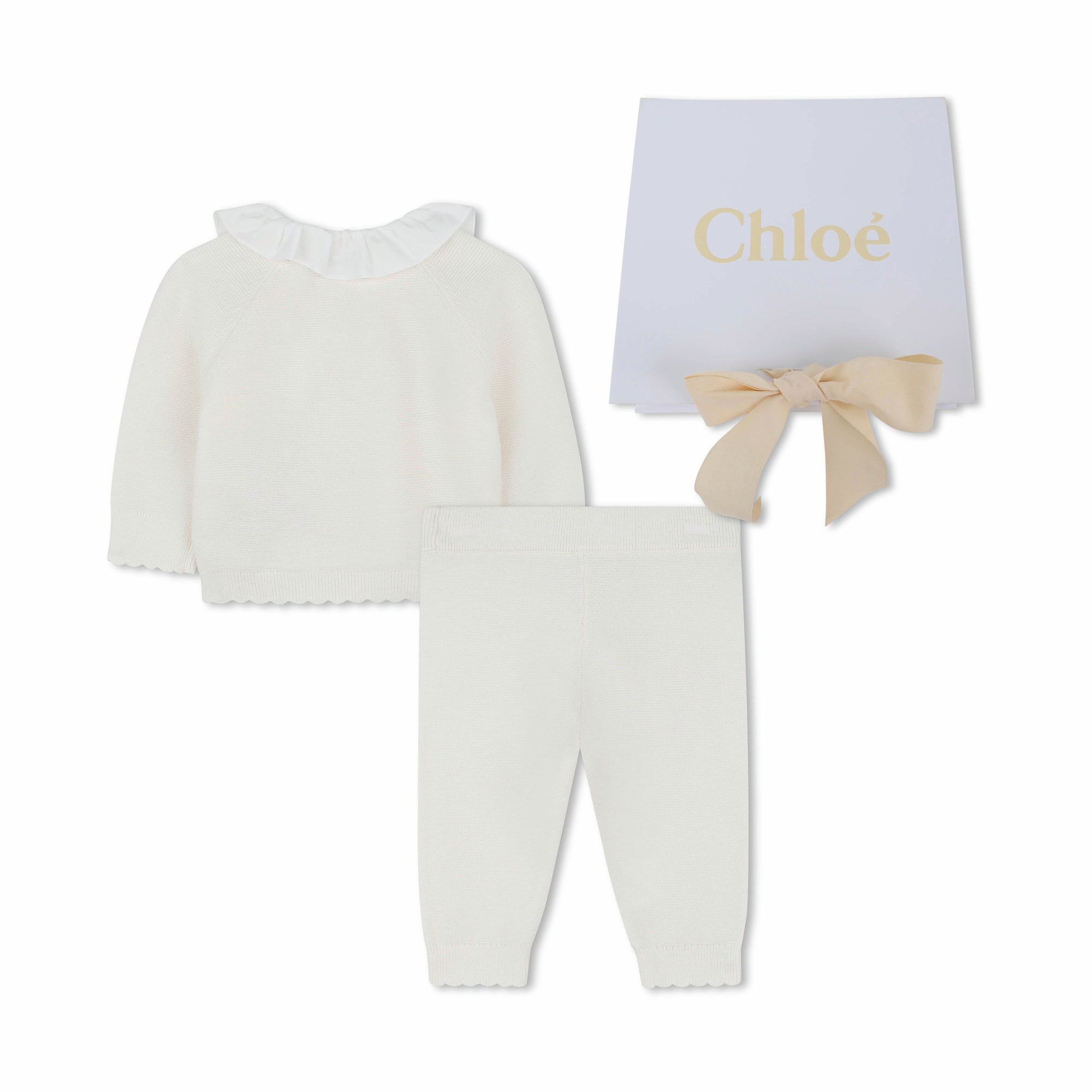 Baby Girls White Knit Cotton Gift Set