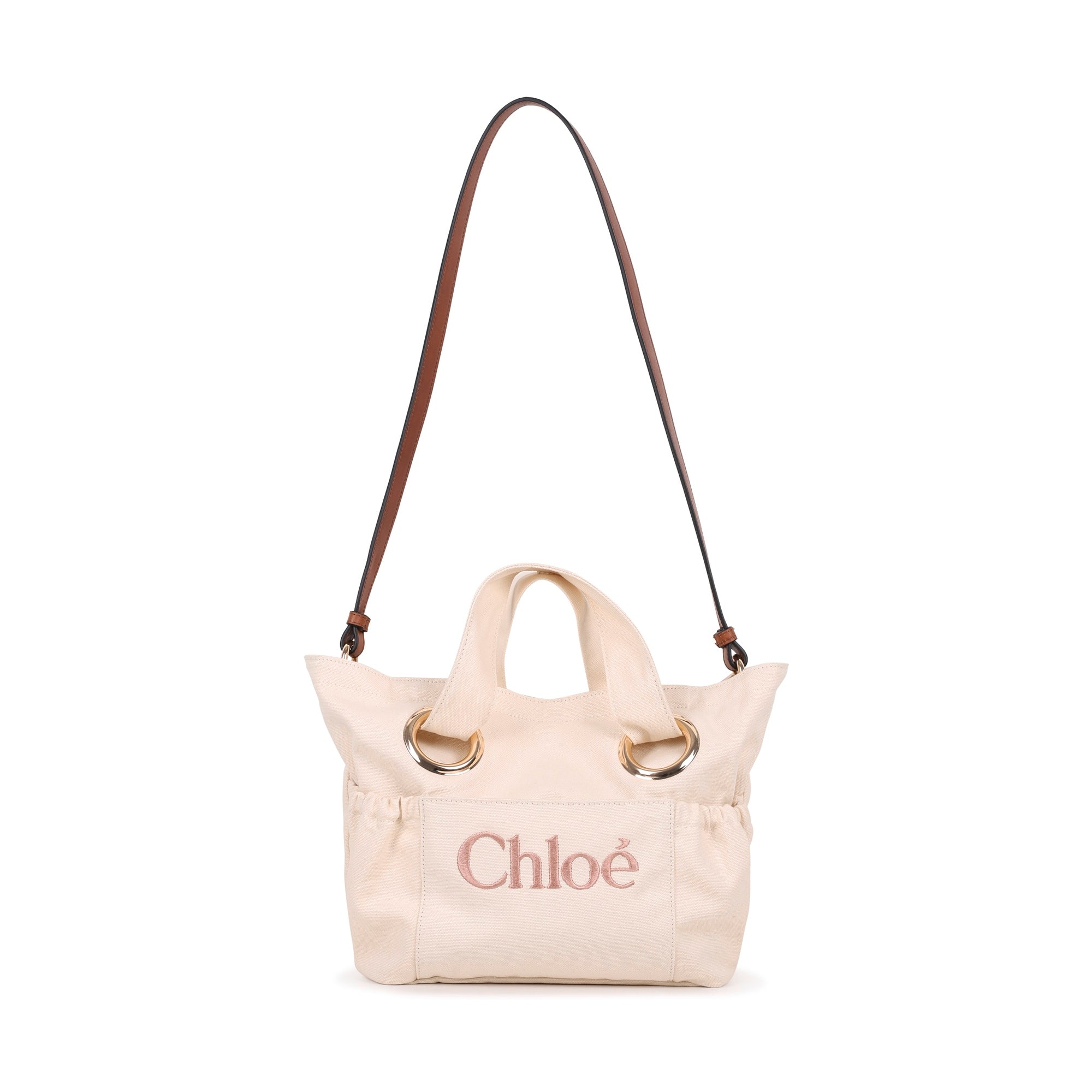 Girls Beige Embroidered Logo Handbag(W40 x H25 x D12 cm)
