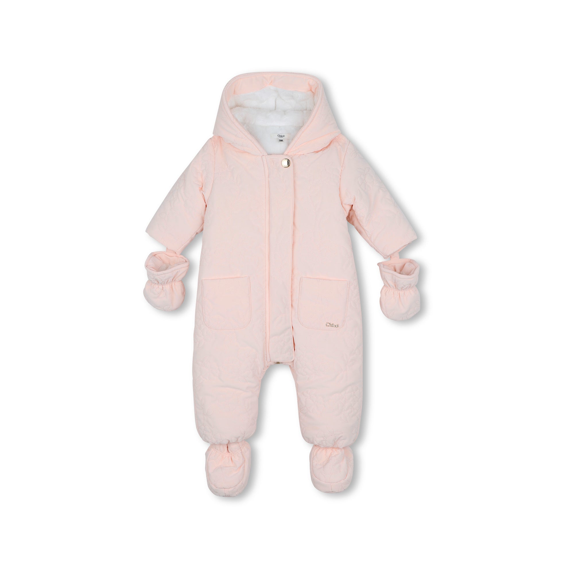 Combinaison matelassée rose clair pour bébés filles