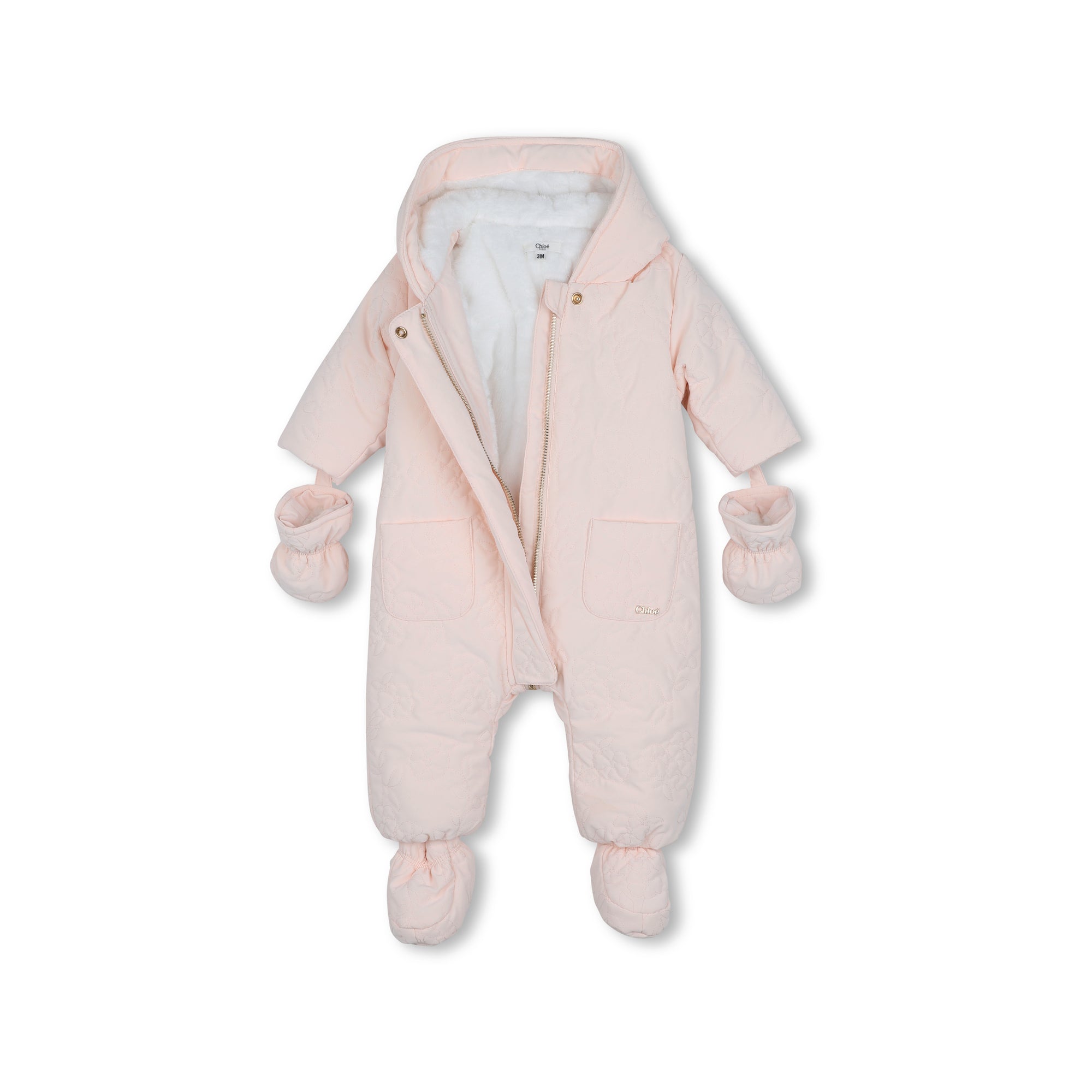 Combinaison matelassée rose clair pour bébés filles