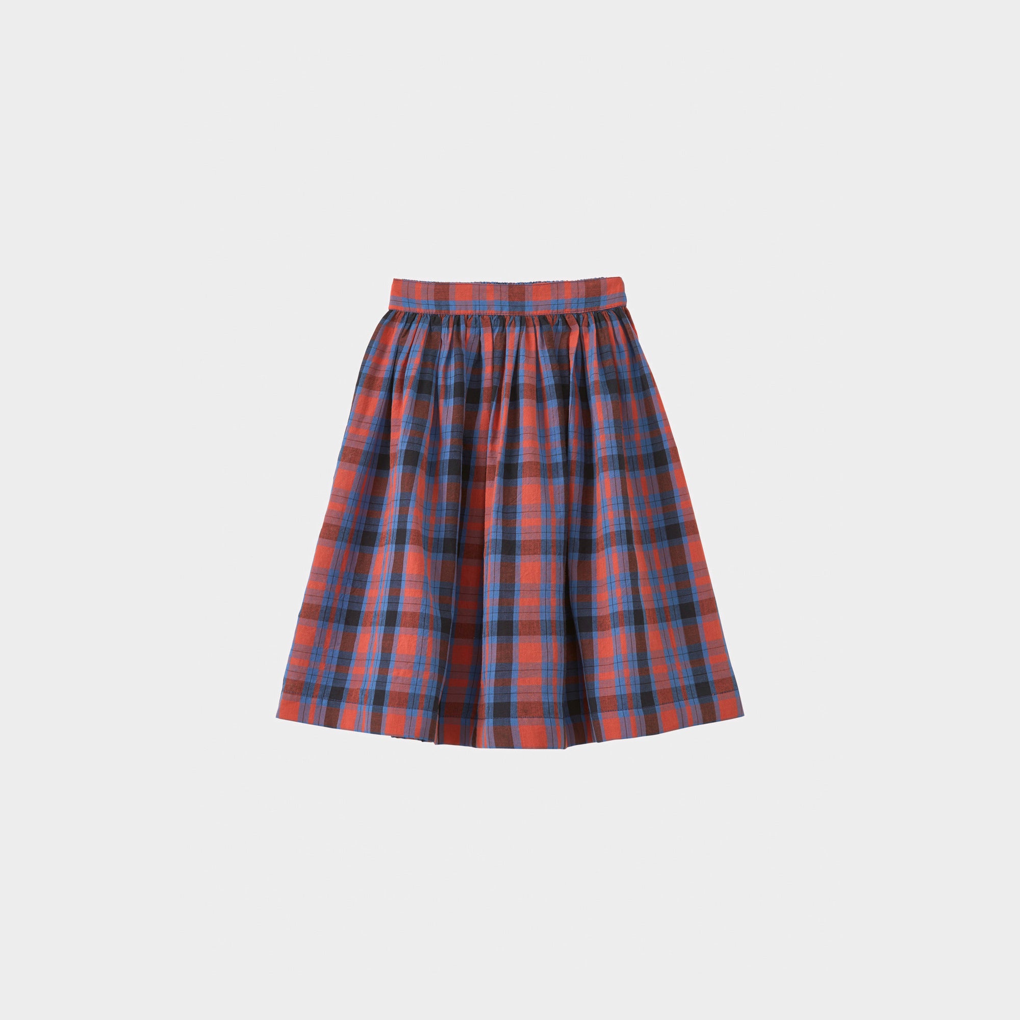 Girls Blue Check Cotton Skirt