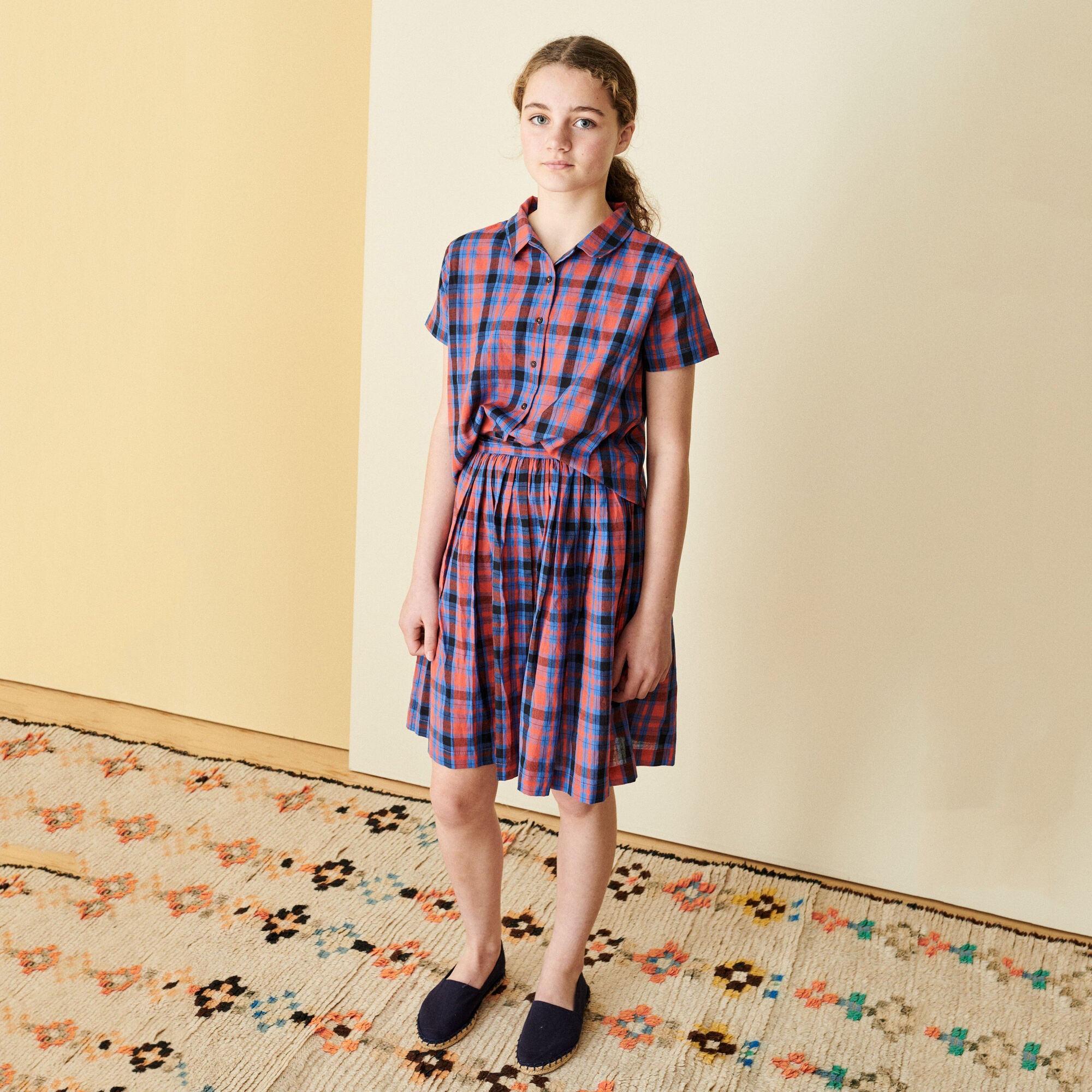 Boys & Girls Blue Check Cotton Shirt