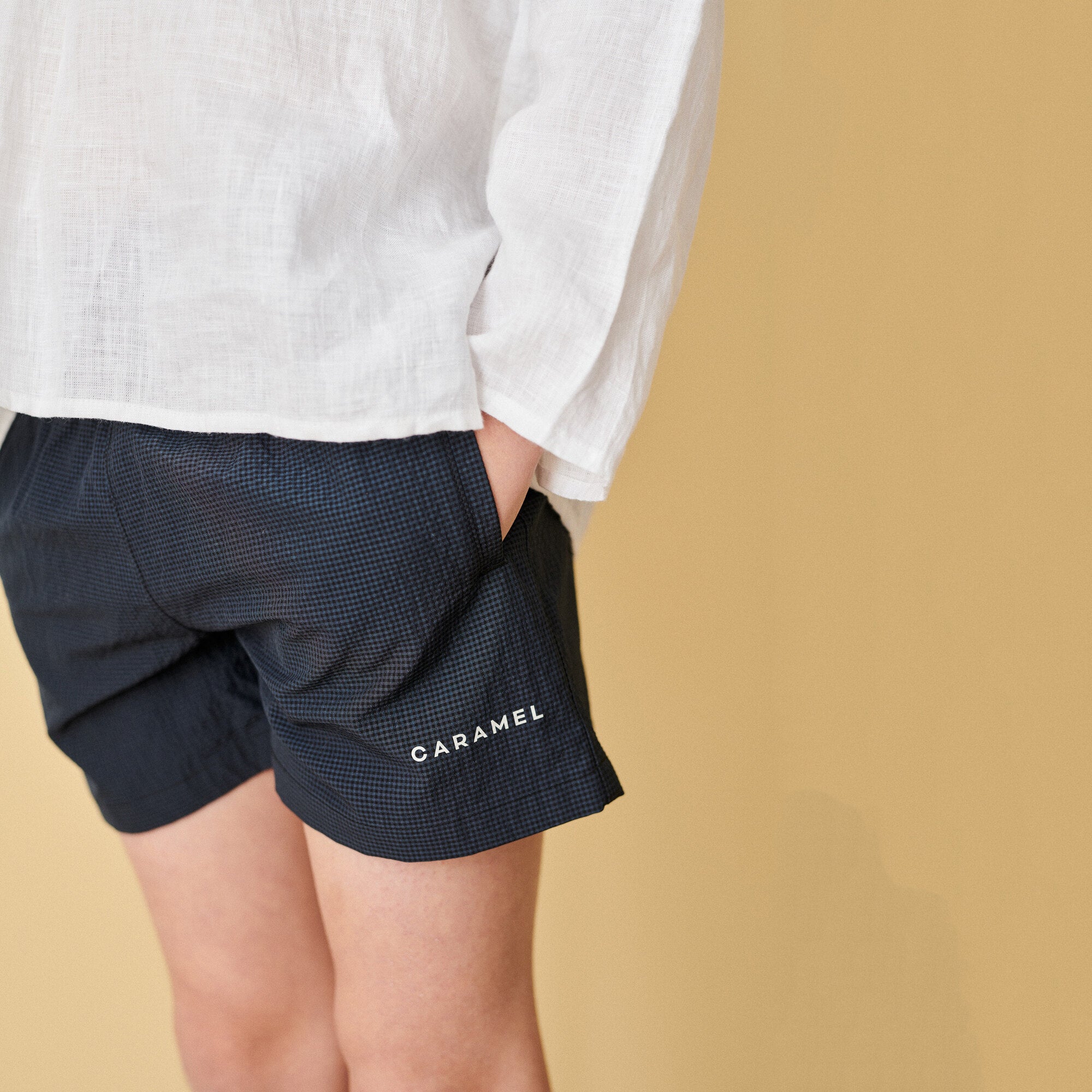 Boys & Girls Navy Check Shorts