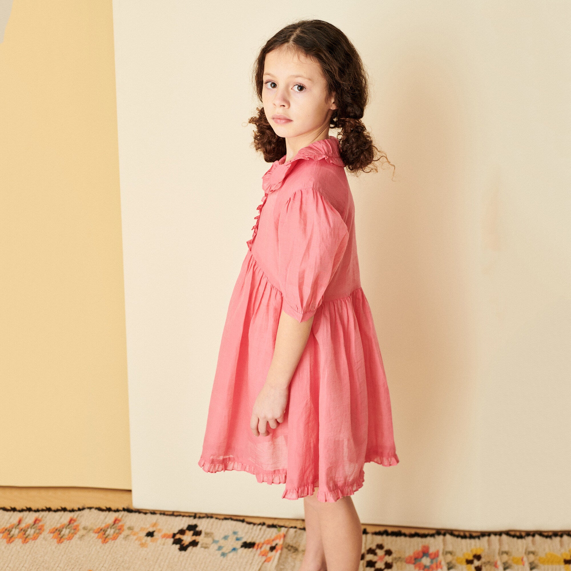Girls Pink Silk Dress