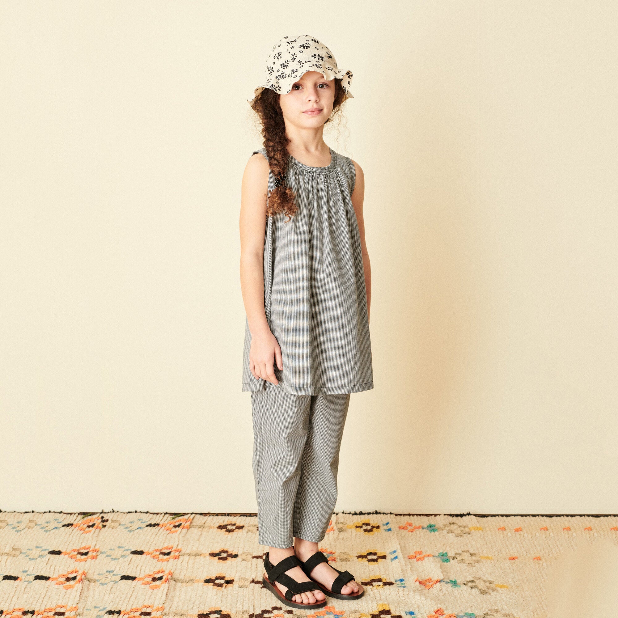 Boys & Girls Black Check Cotton Trousers