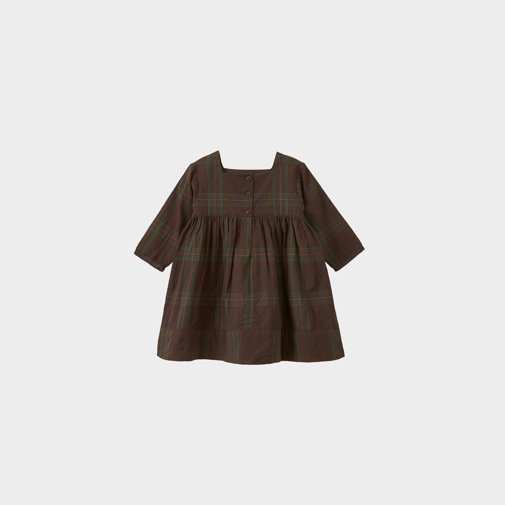 Baby Girls Brown Check Cotton Dress