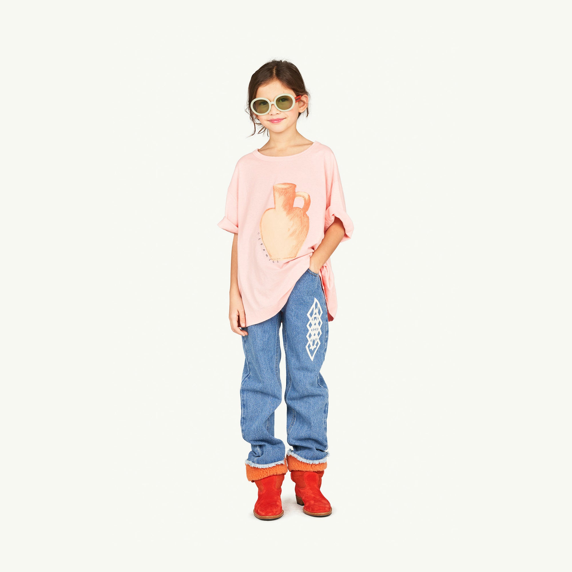 Boys & Girls Pink Printed Cotton T-Shirt