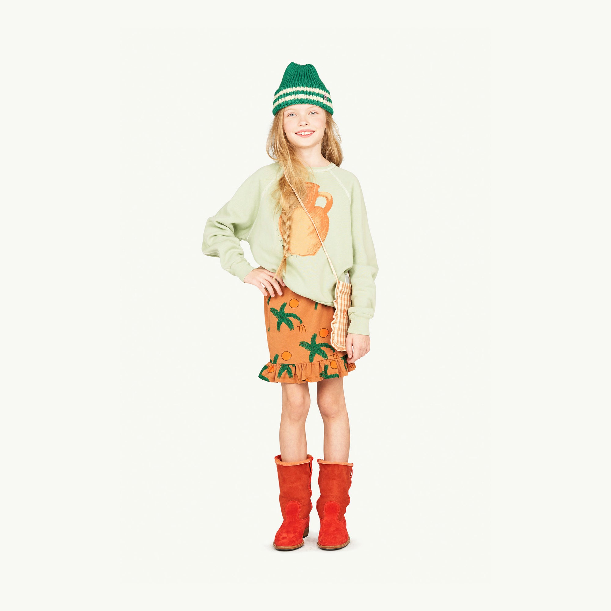 Boys & Girls Light Green Printed Cotton Sweatshirt