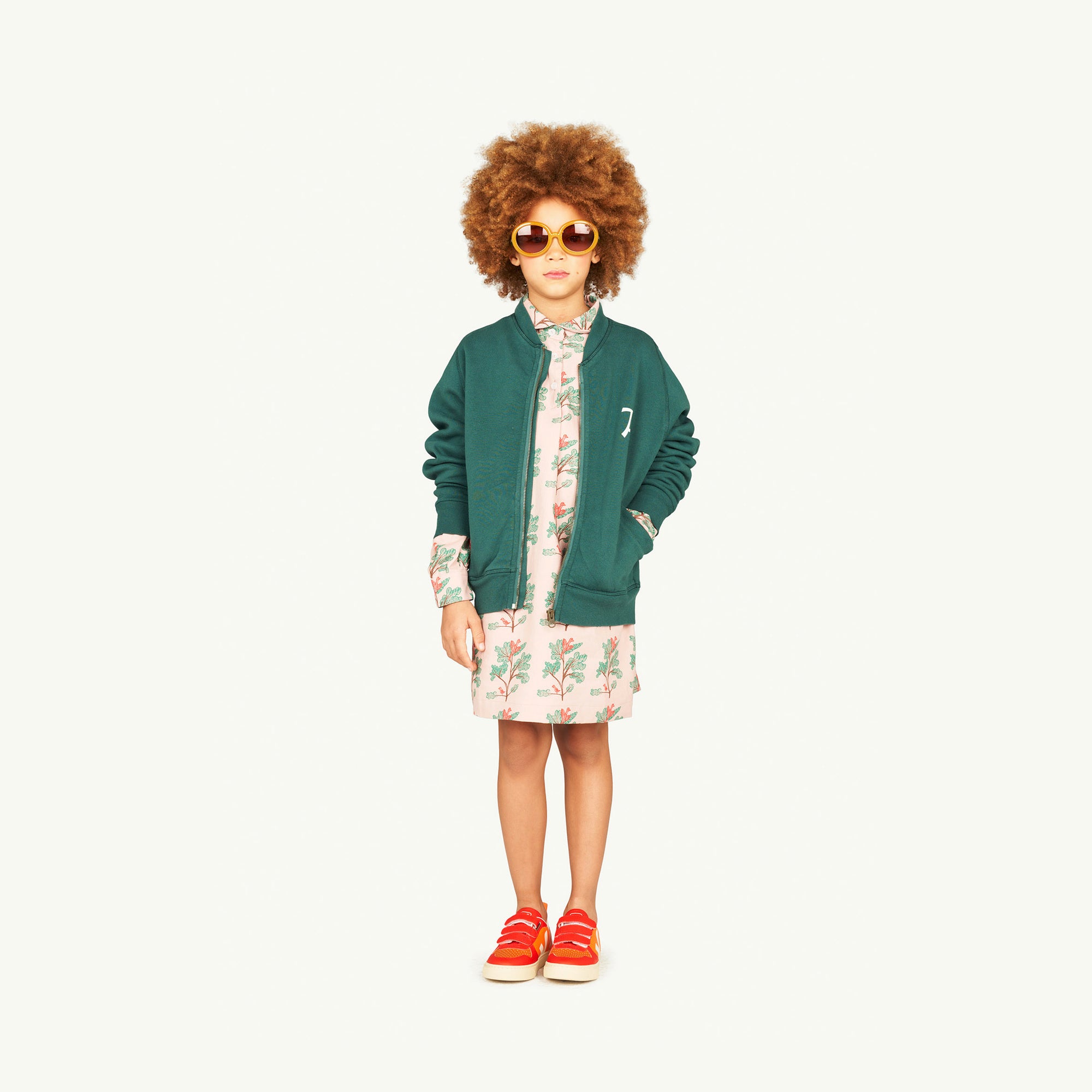 Boys & Girls Green Cotton Zip-Up Top