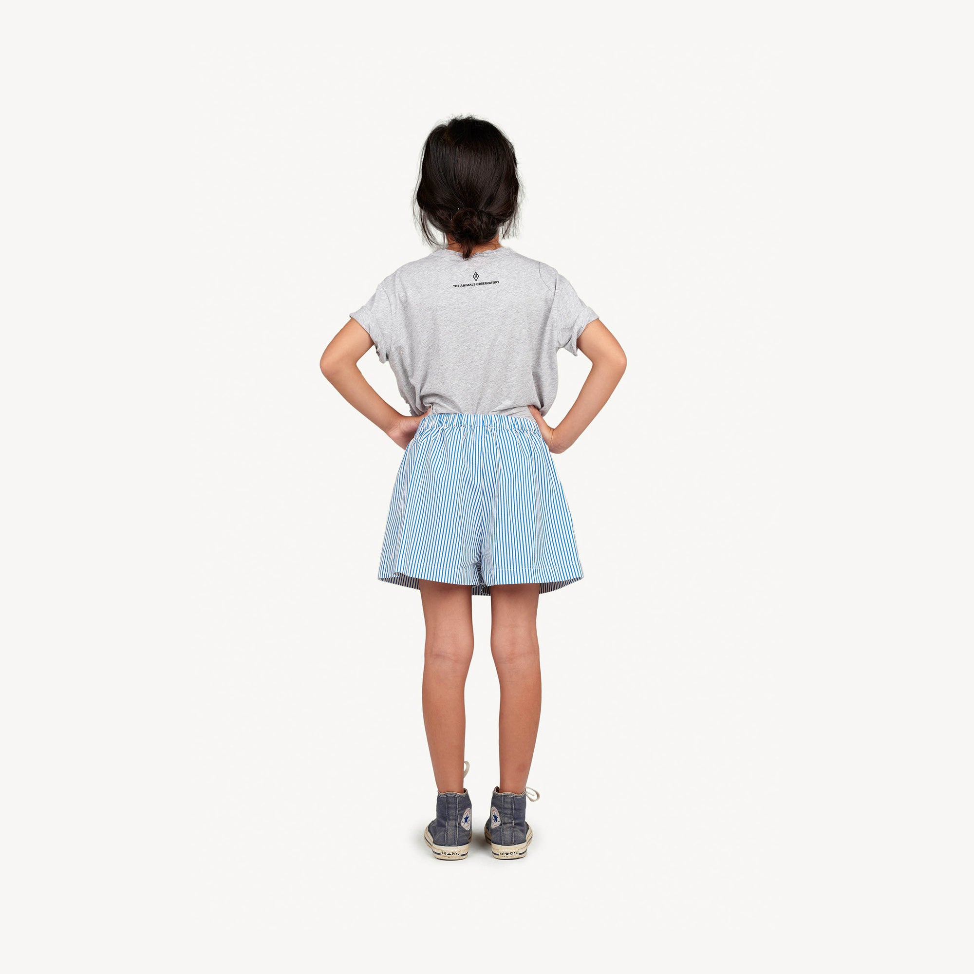 Girls Blue Stripes Cotton Skirt