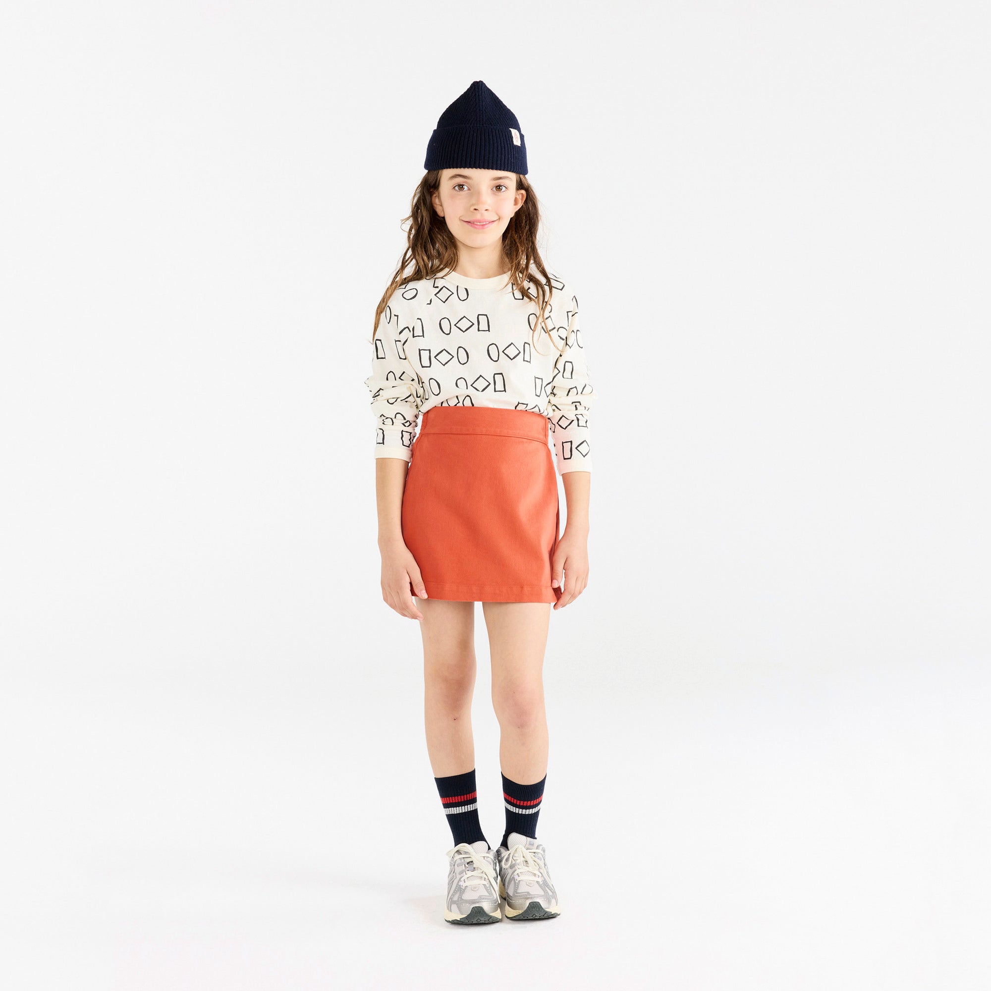 Boys & Girls White Pattern Cotton T-Shirt