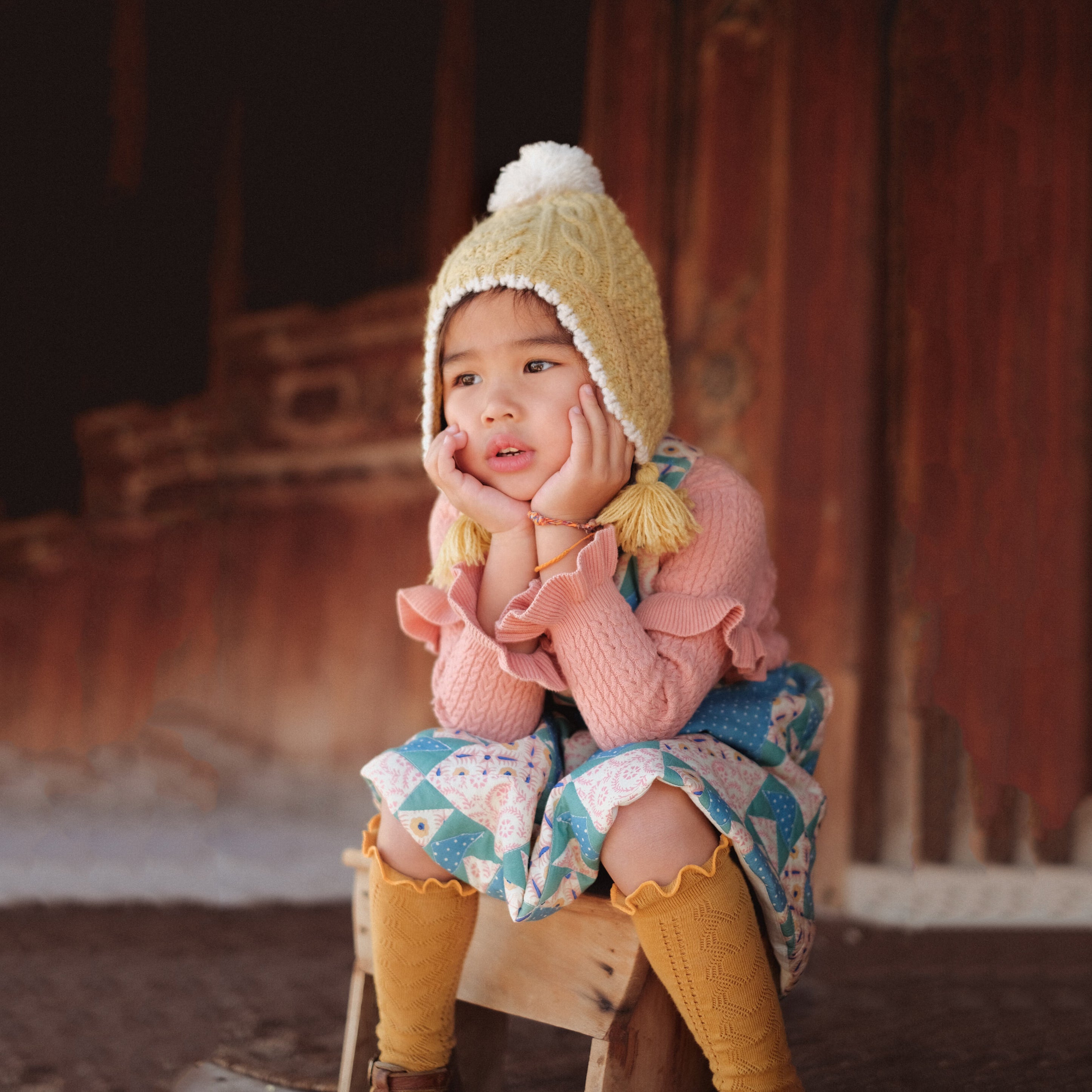 Girls Yellow Knit Hat
