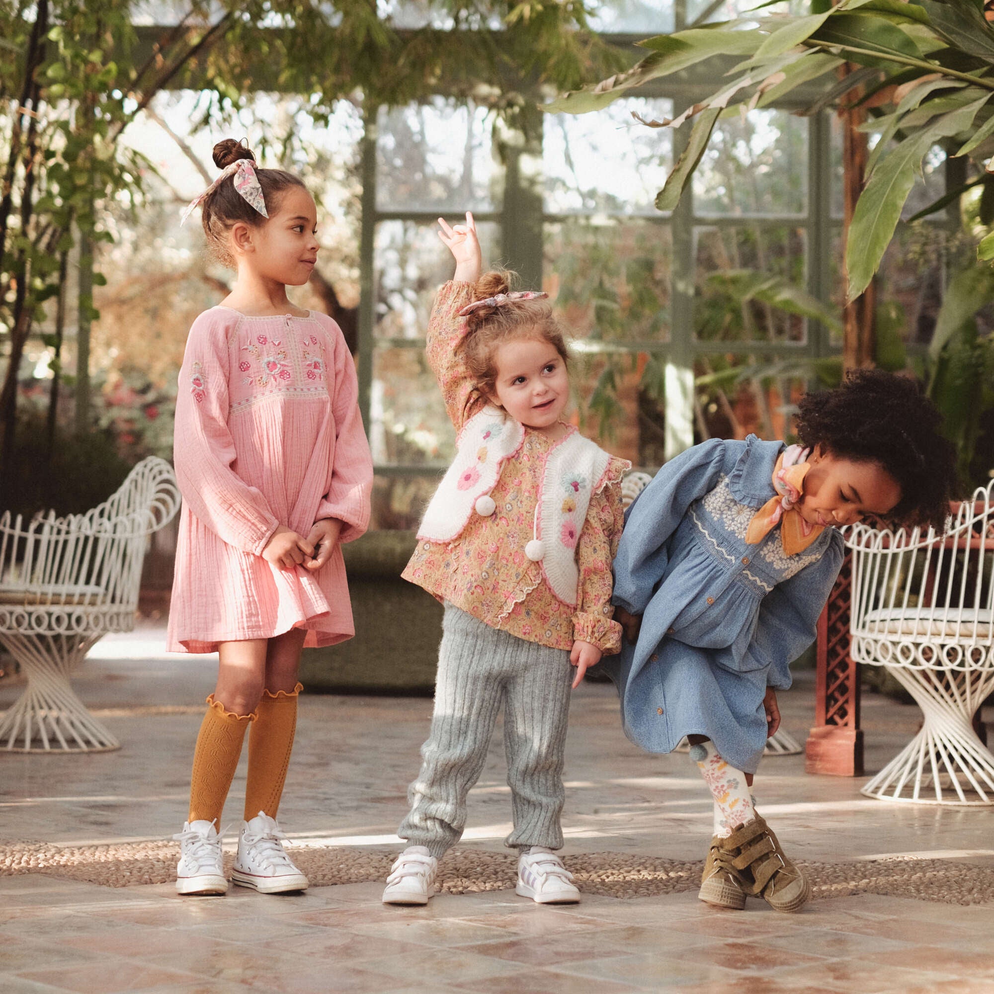 Girls White Embroidered Gilet