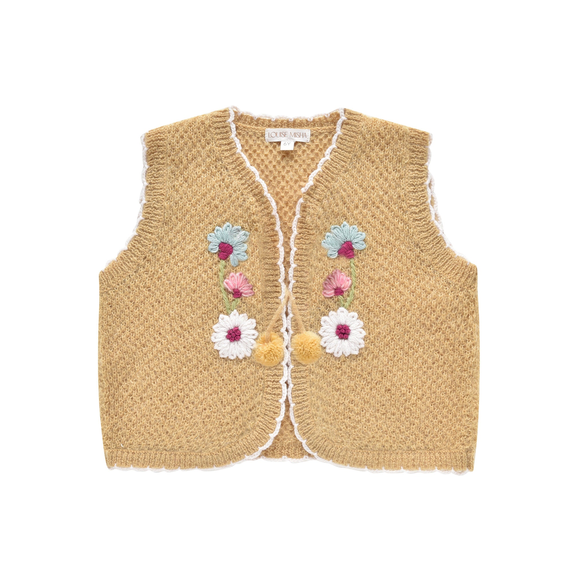 Girls Yellow Embroidered Gilet