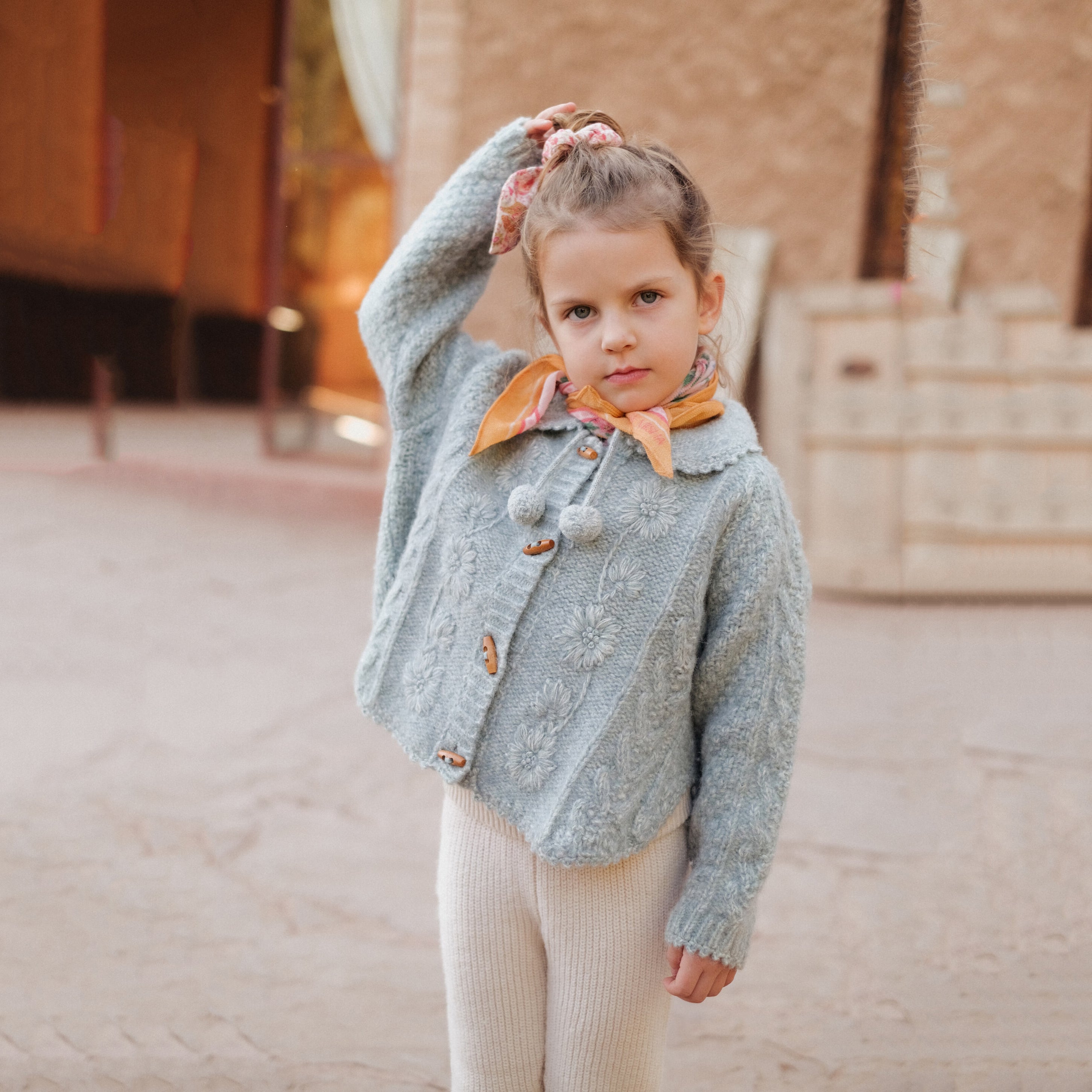 Girls Blue Wool Cardigan