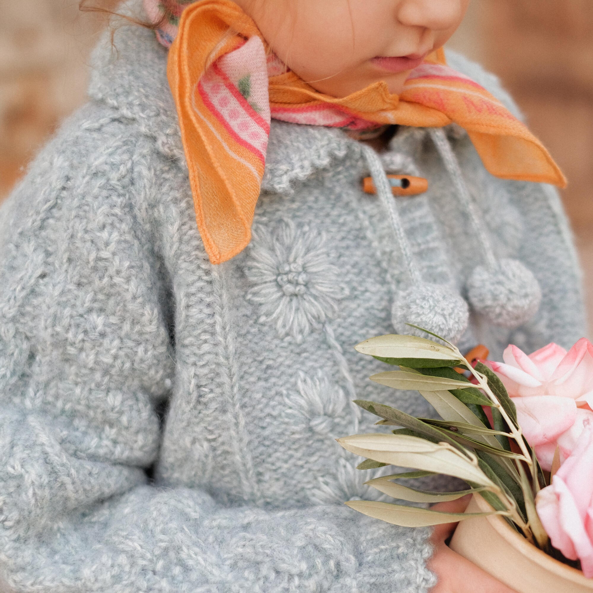 Girls Blue Wool Cardigan