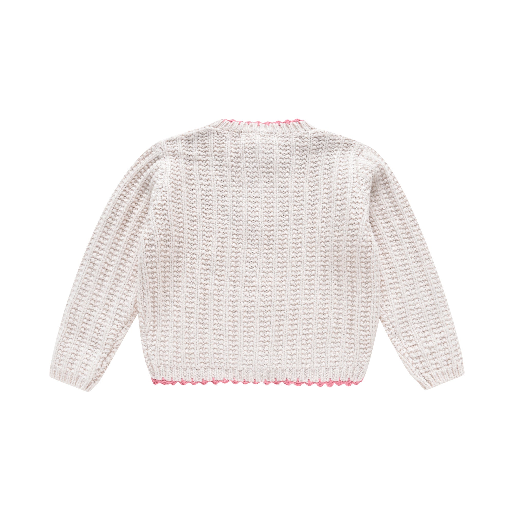 Girls White Flower Wool Cardigan