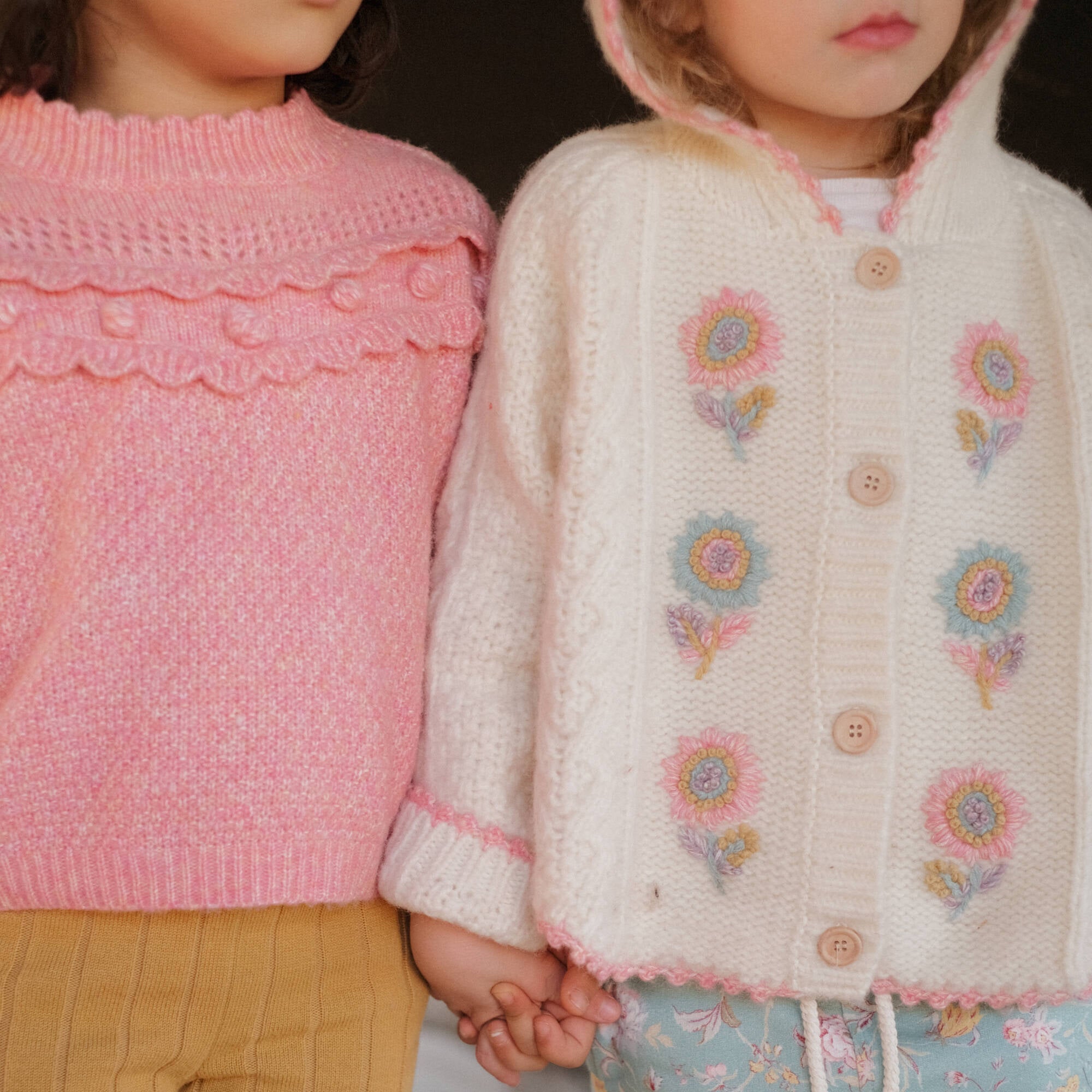 Girls White Wool Hooded Cardigan
