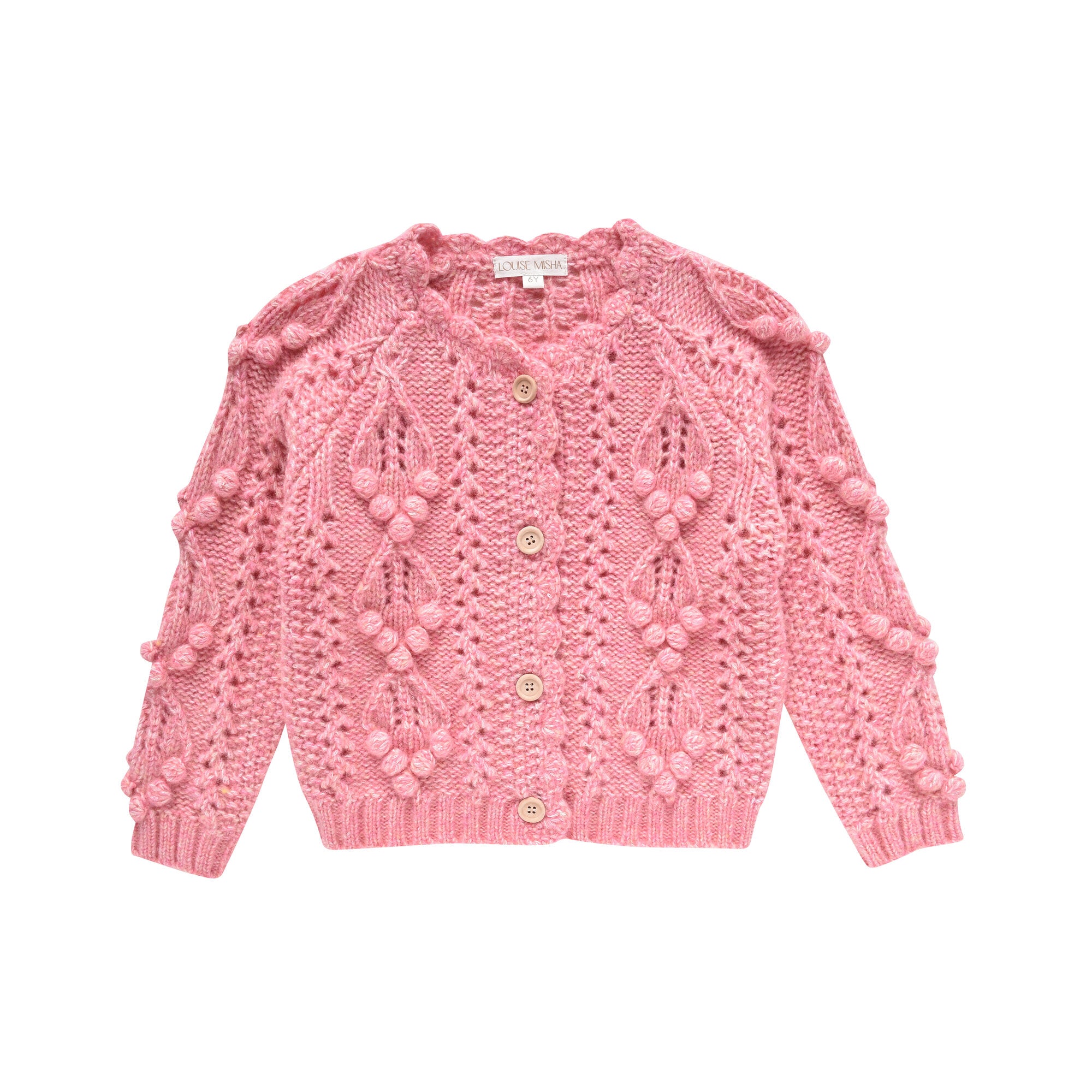 Girls Pink Wool Cardigan