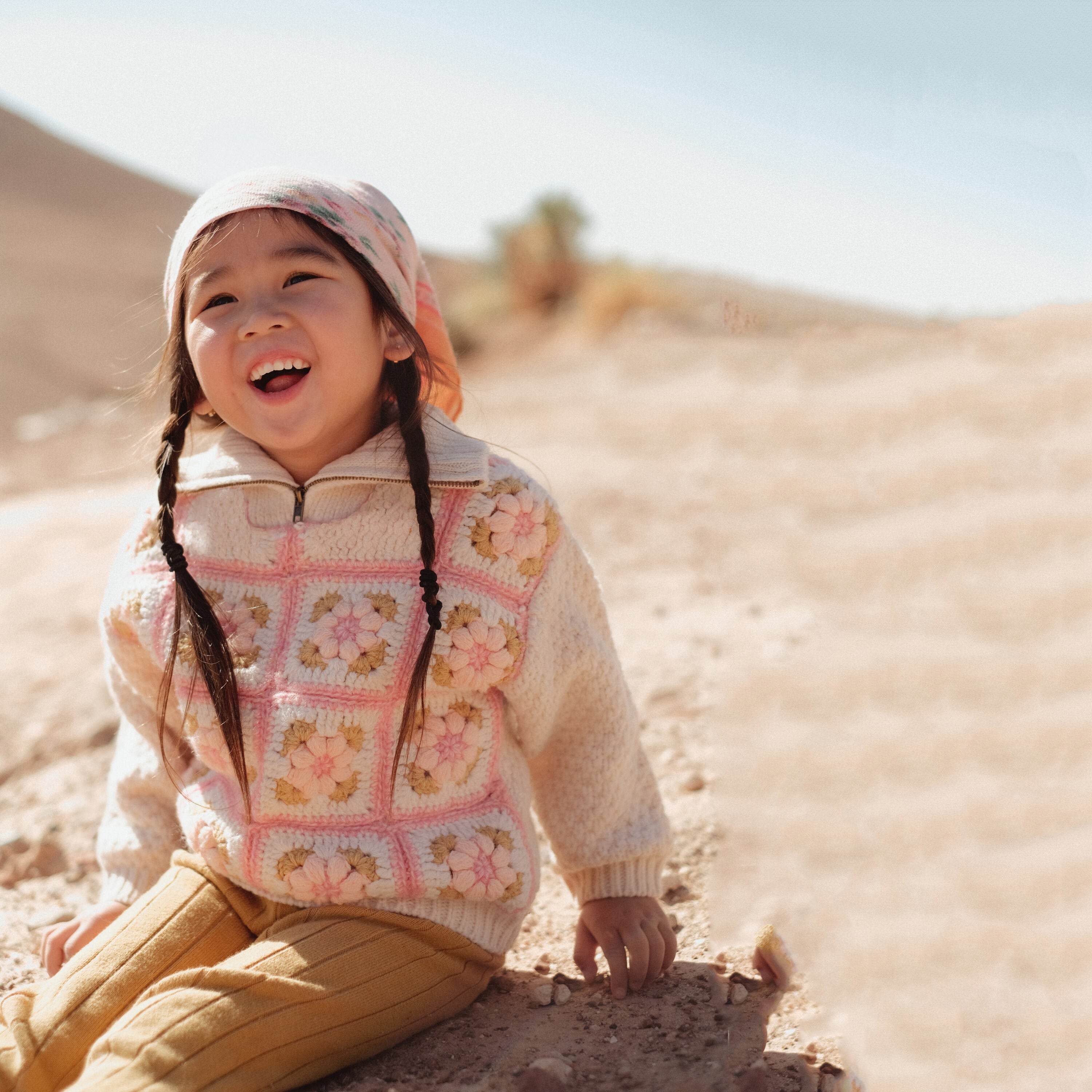 Girls White Flower Sweater