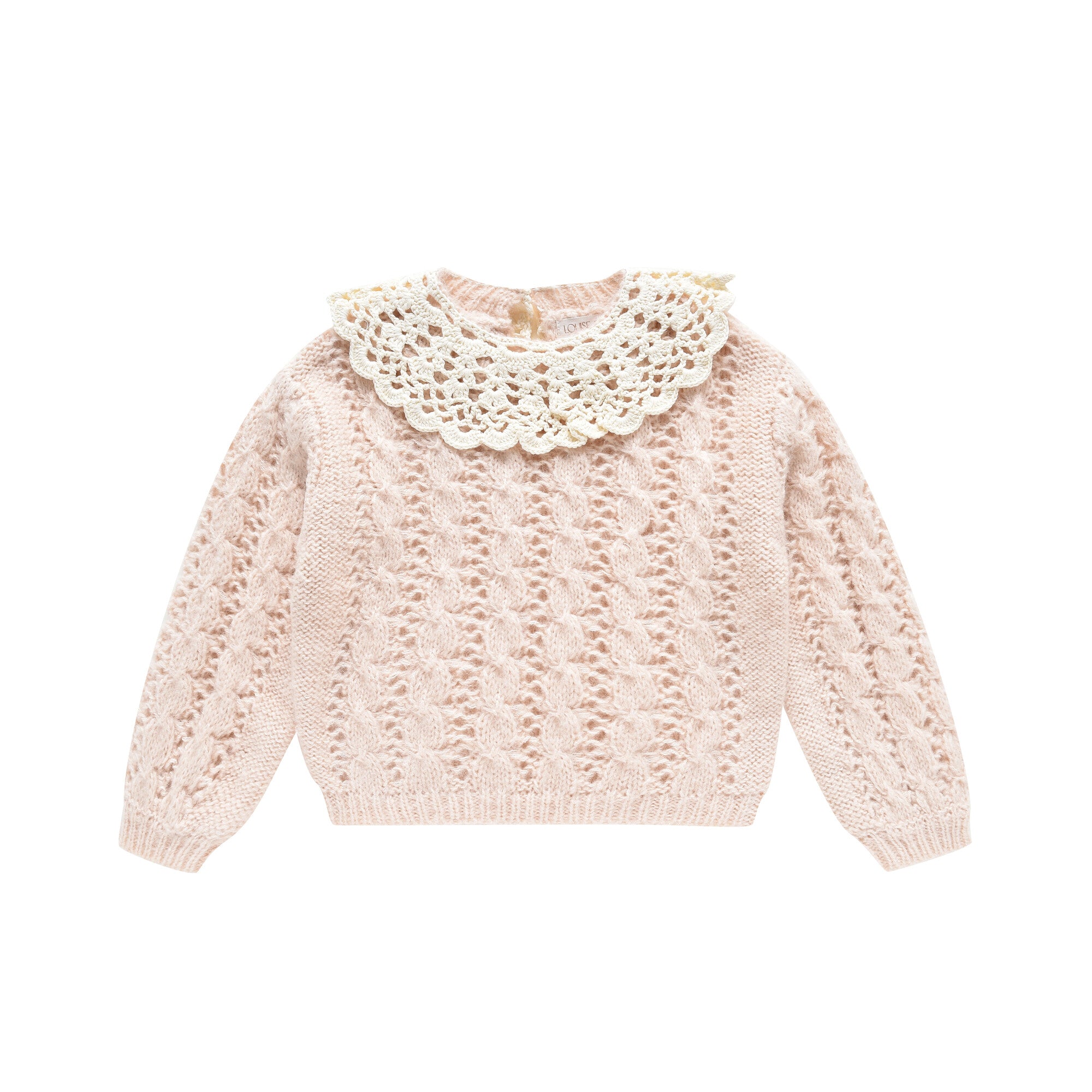Girls Light Pink Ruffled Sweater