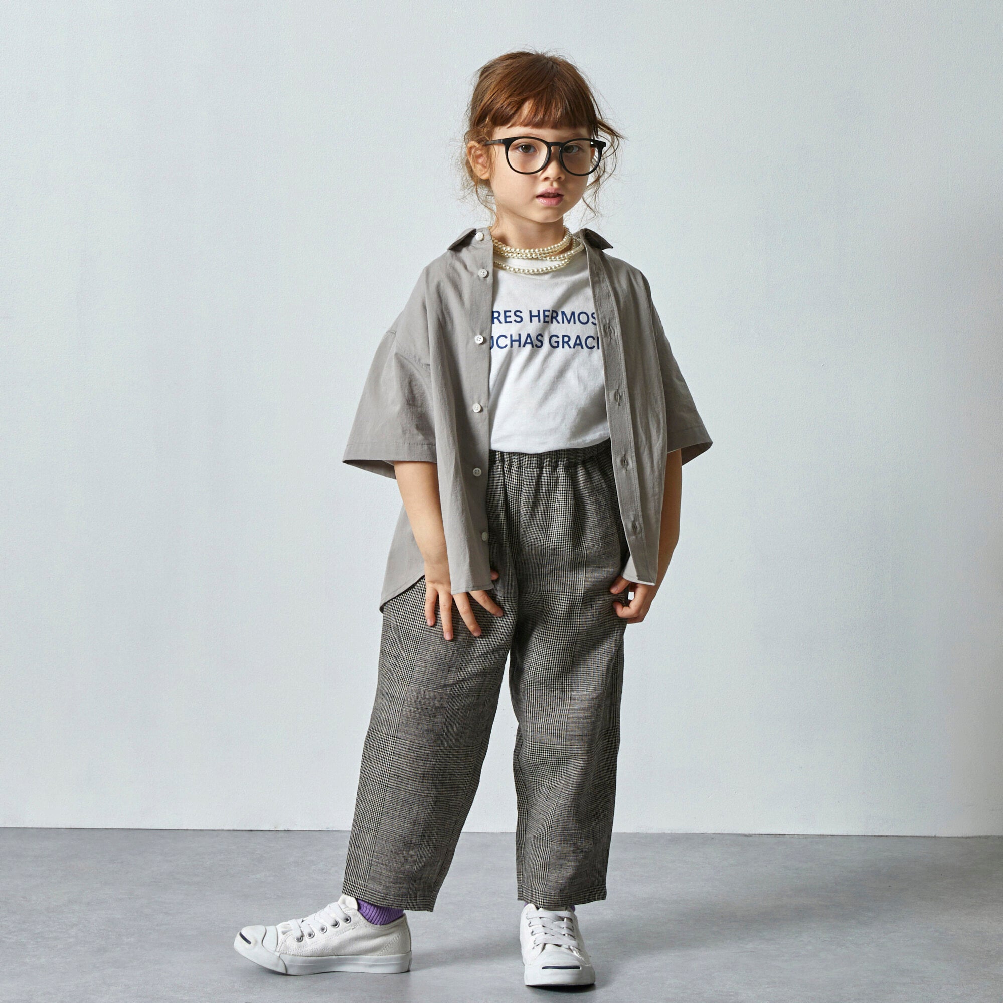 Boys & Girls Grey Cotton Shirt