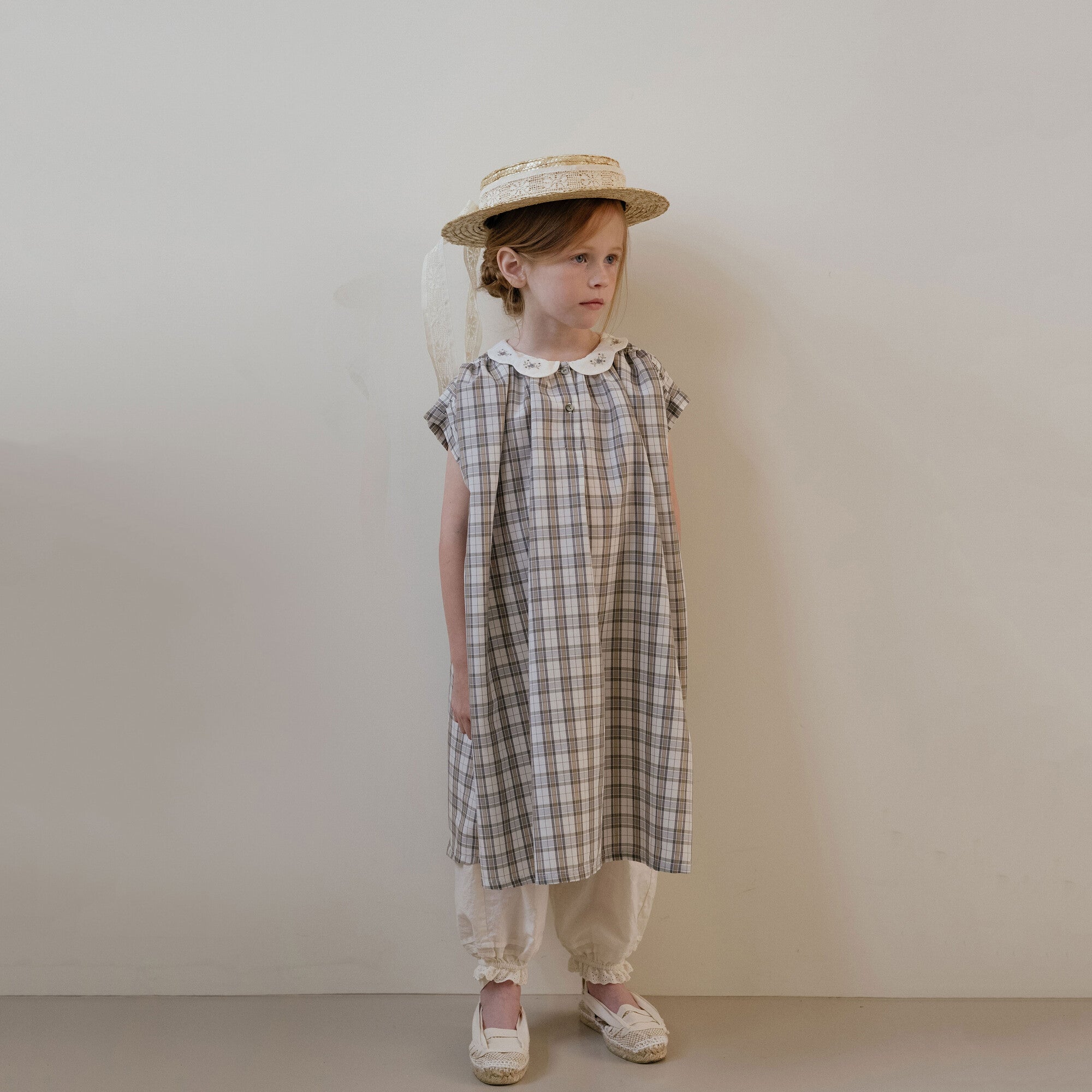 Girls Grey Check Dress