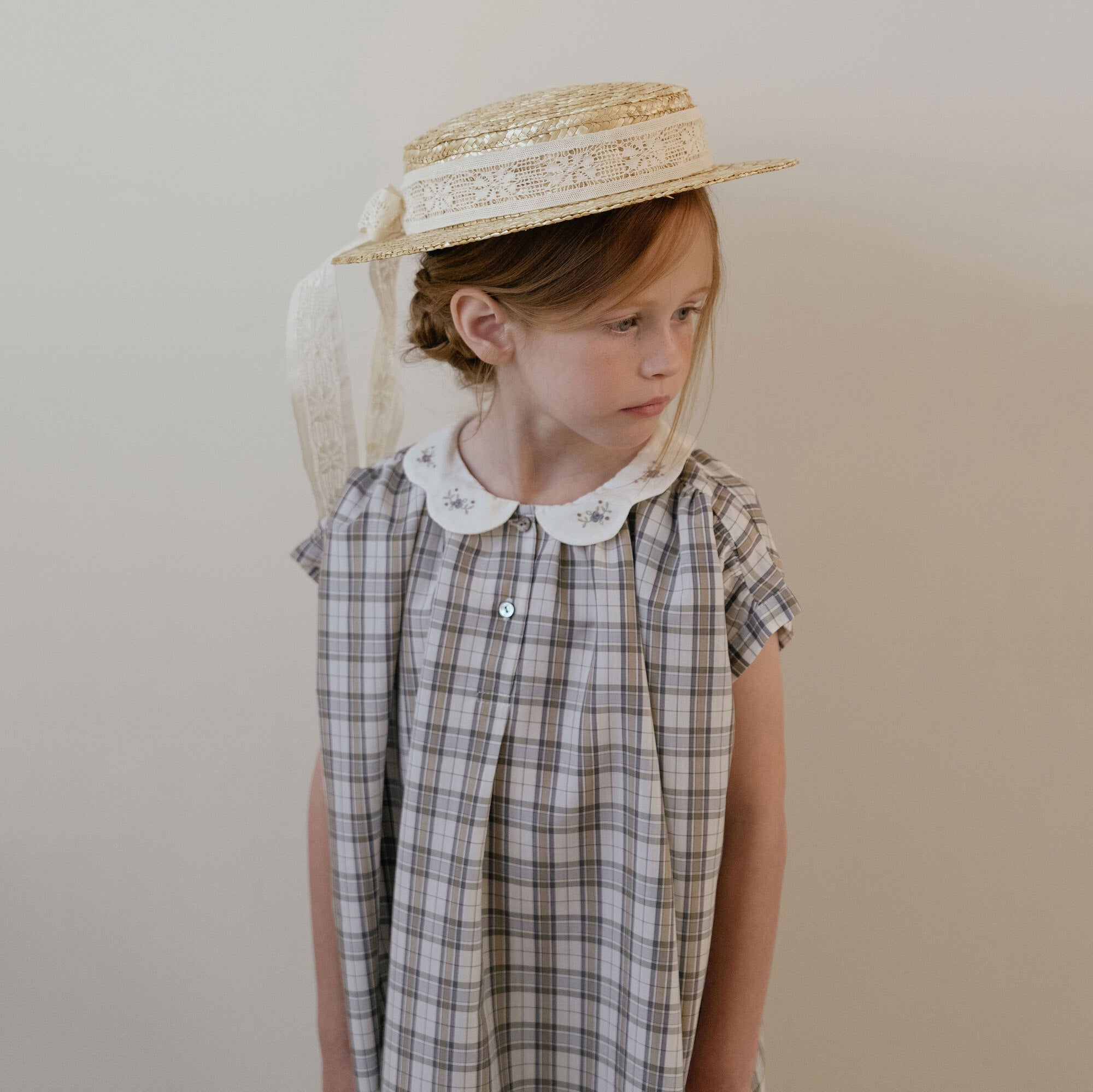 Girls Grey Check Dress
