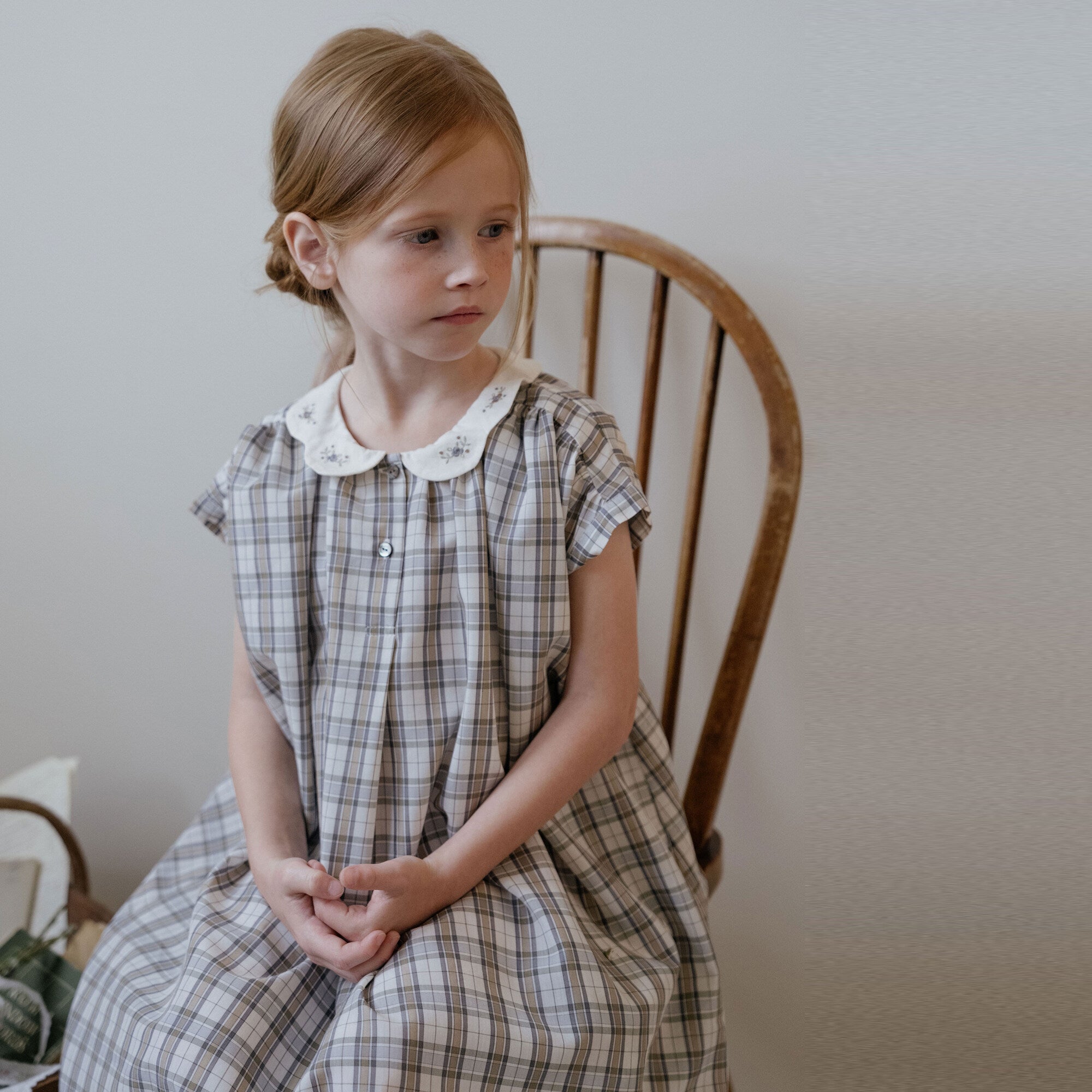 Girls Grey Check Dress