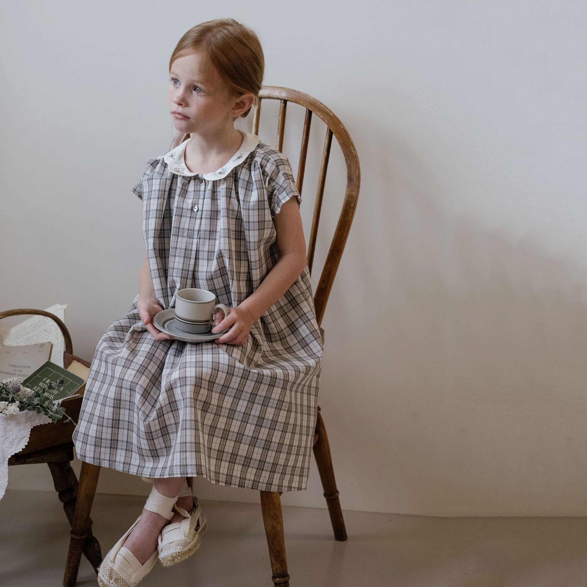 Girls Grey Check Dress