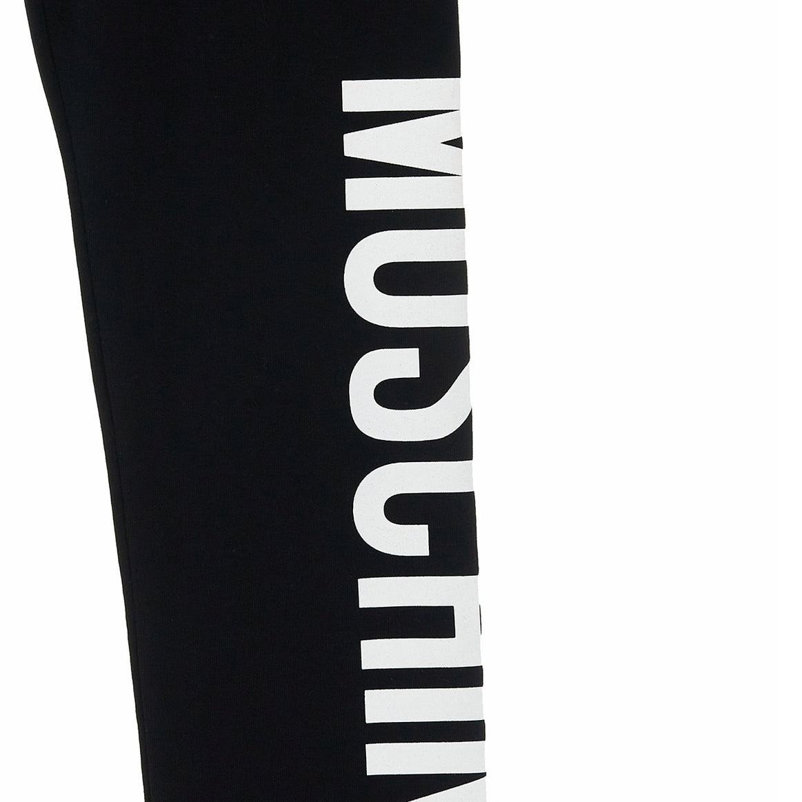 Girls Black Printed Logo Cotton Leggings
