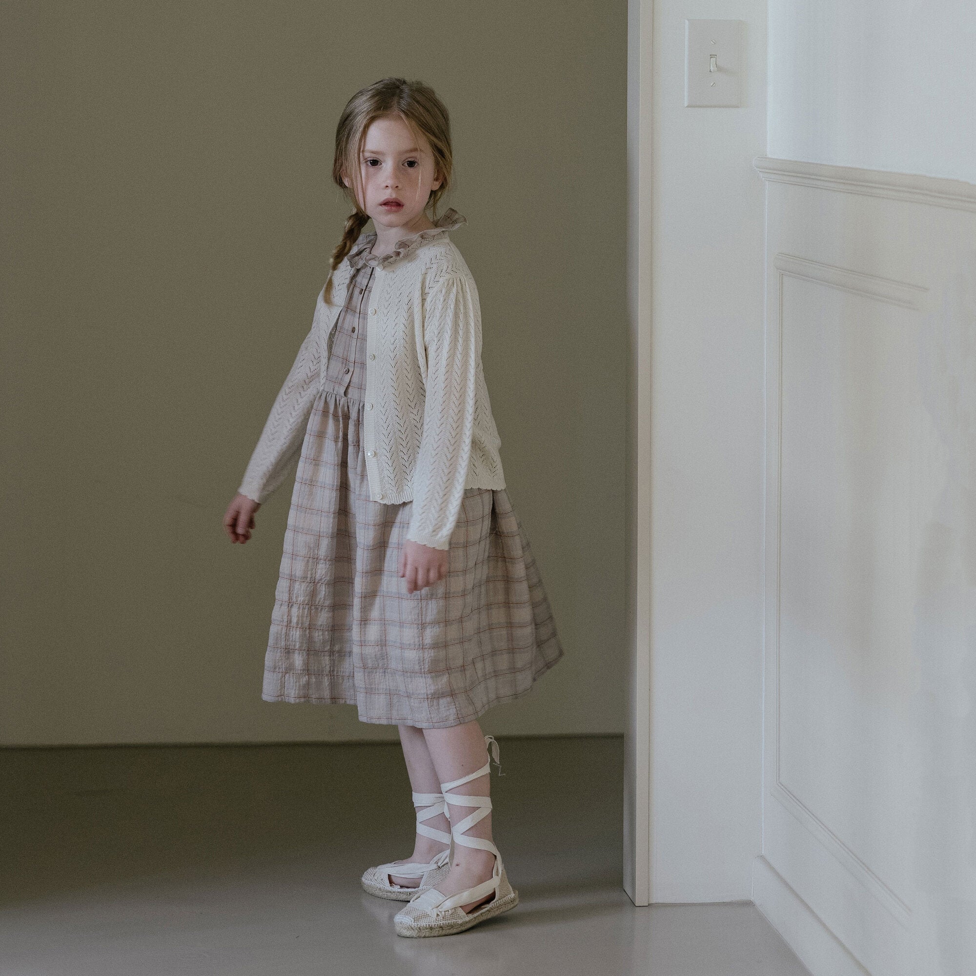Girls Beige Knit Cardigan