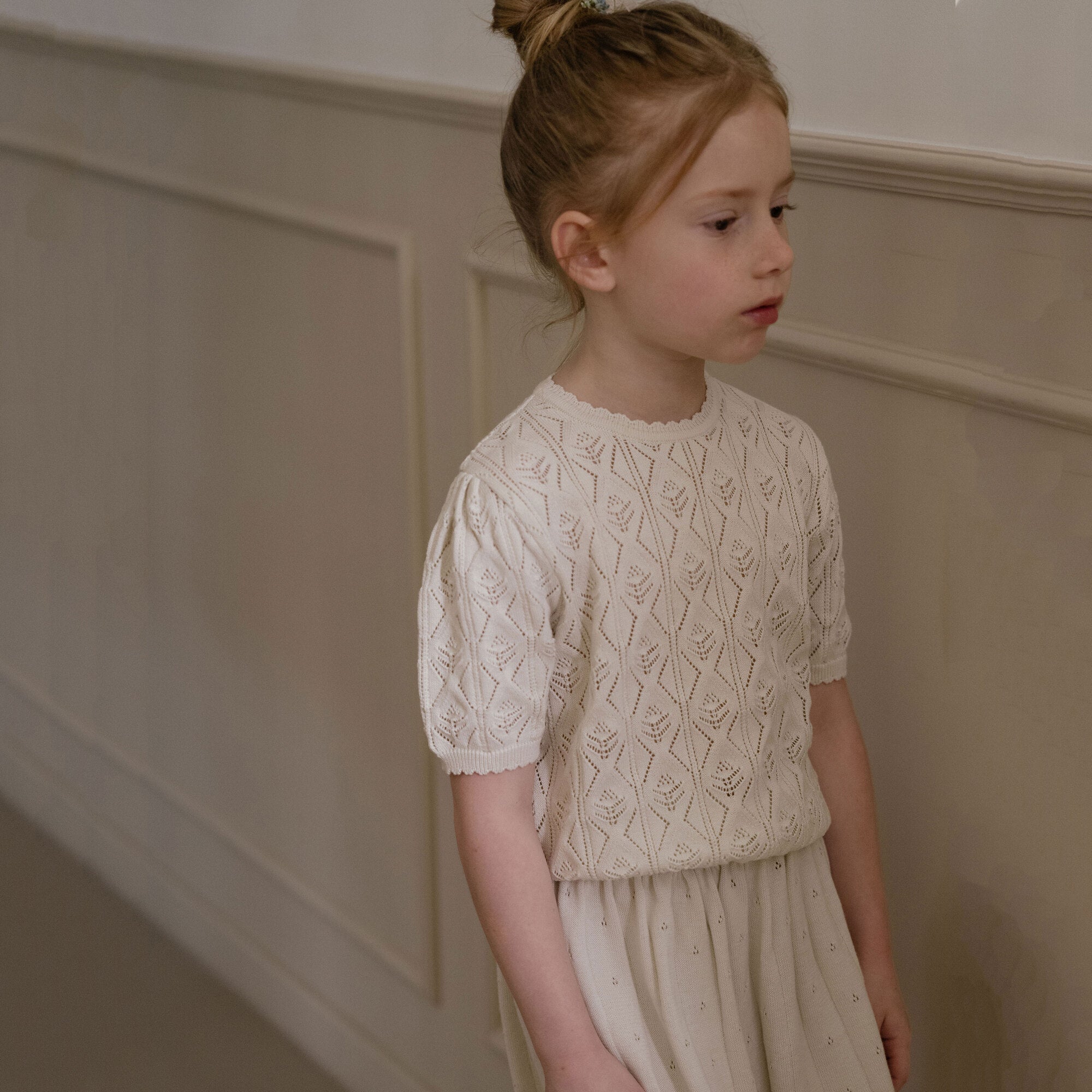 Girls Beige Knit Sweater