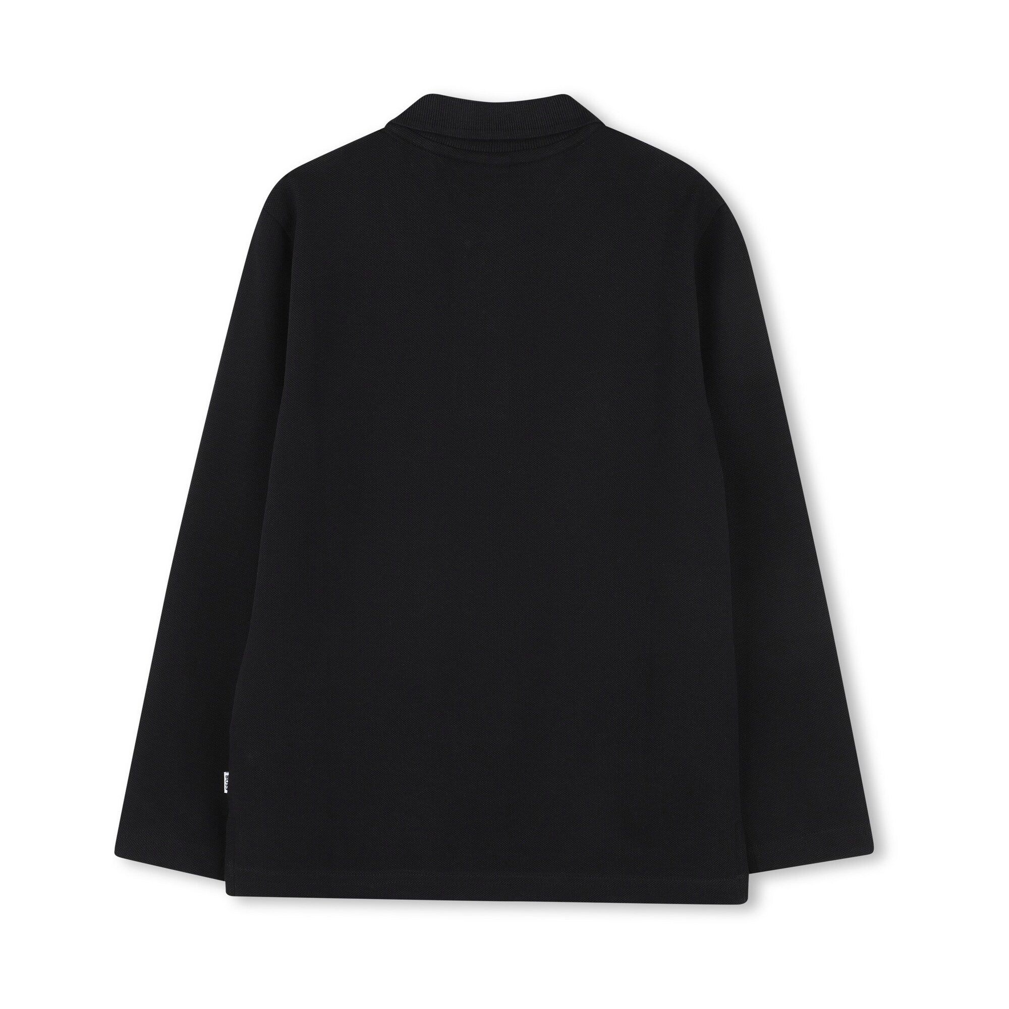 Boys Black Cotton Polo Shirt