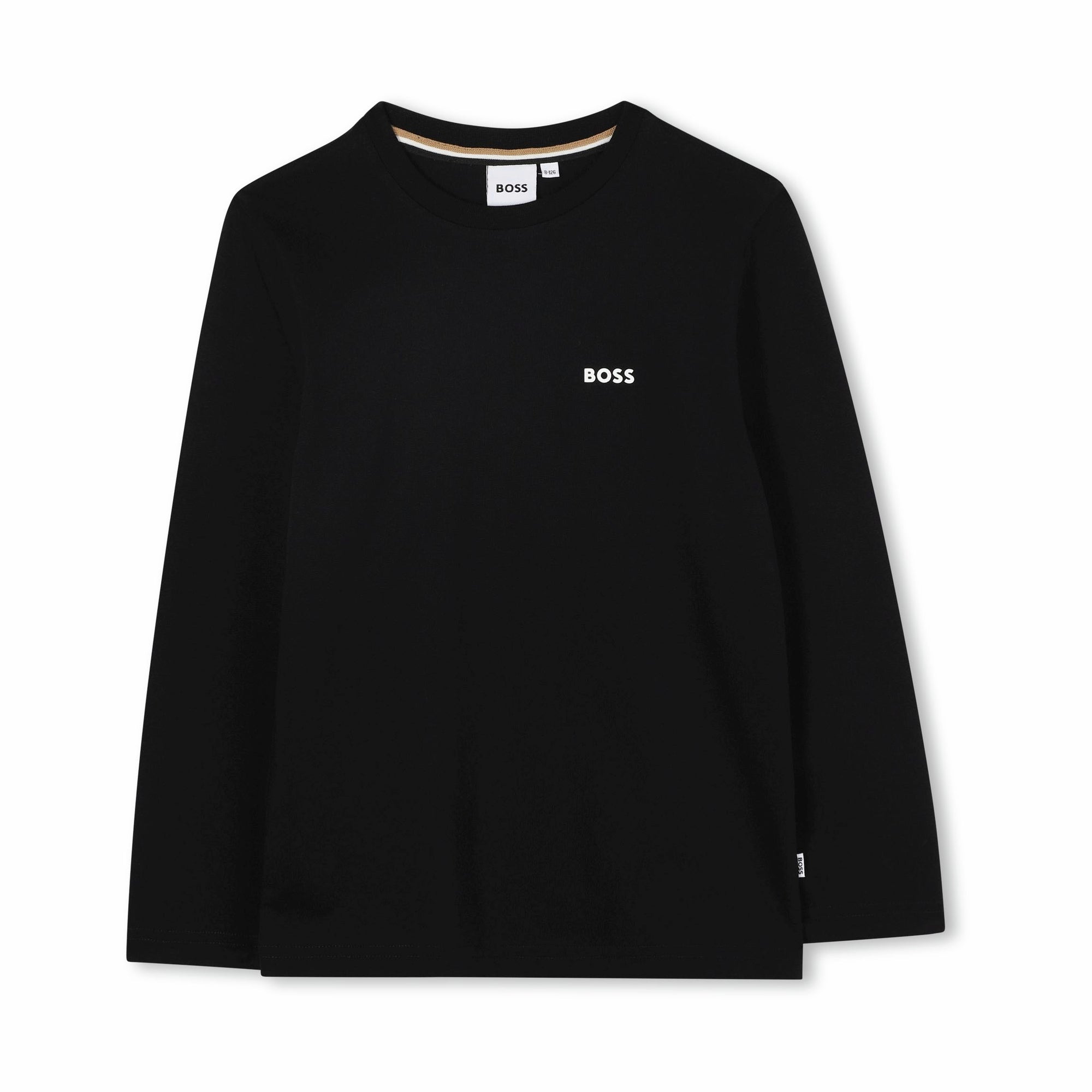 Boys Black Logo Cotton T-Shirt