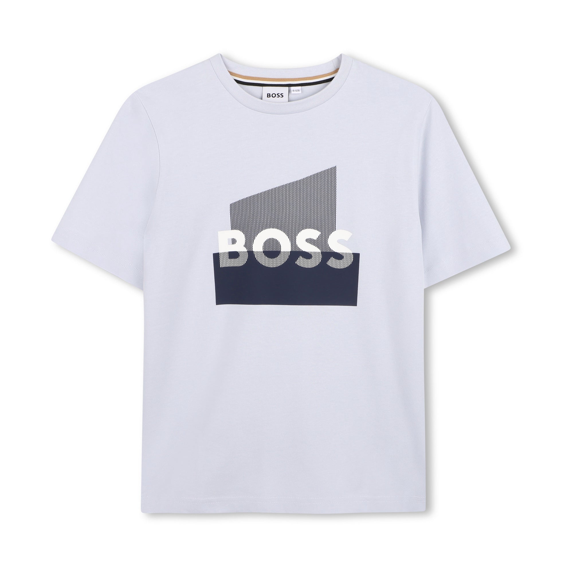 Boys Pale Blue Logo Cotton T-Shirt
