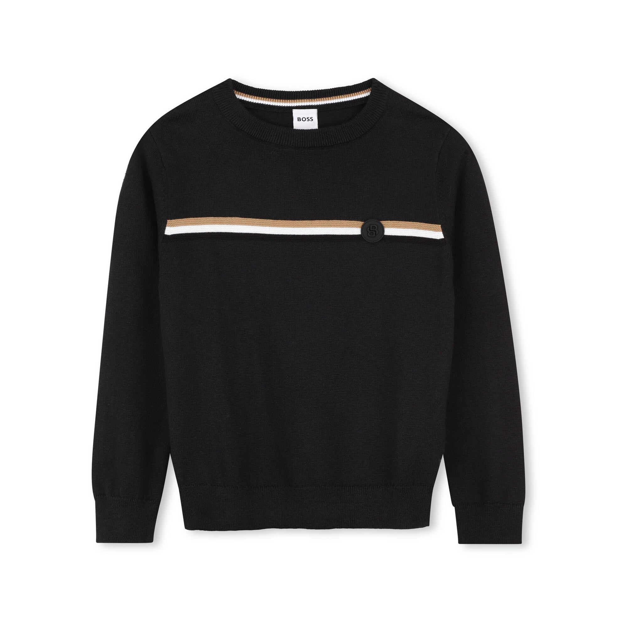 Boys Black Cotton Knit Sweater