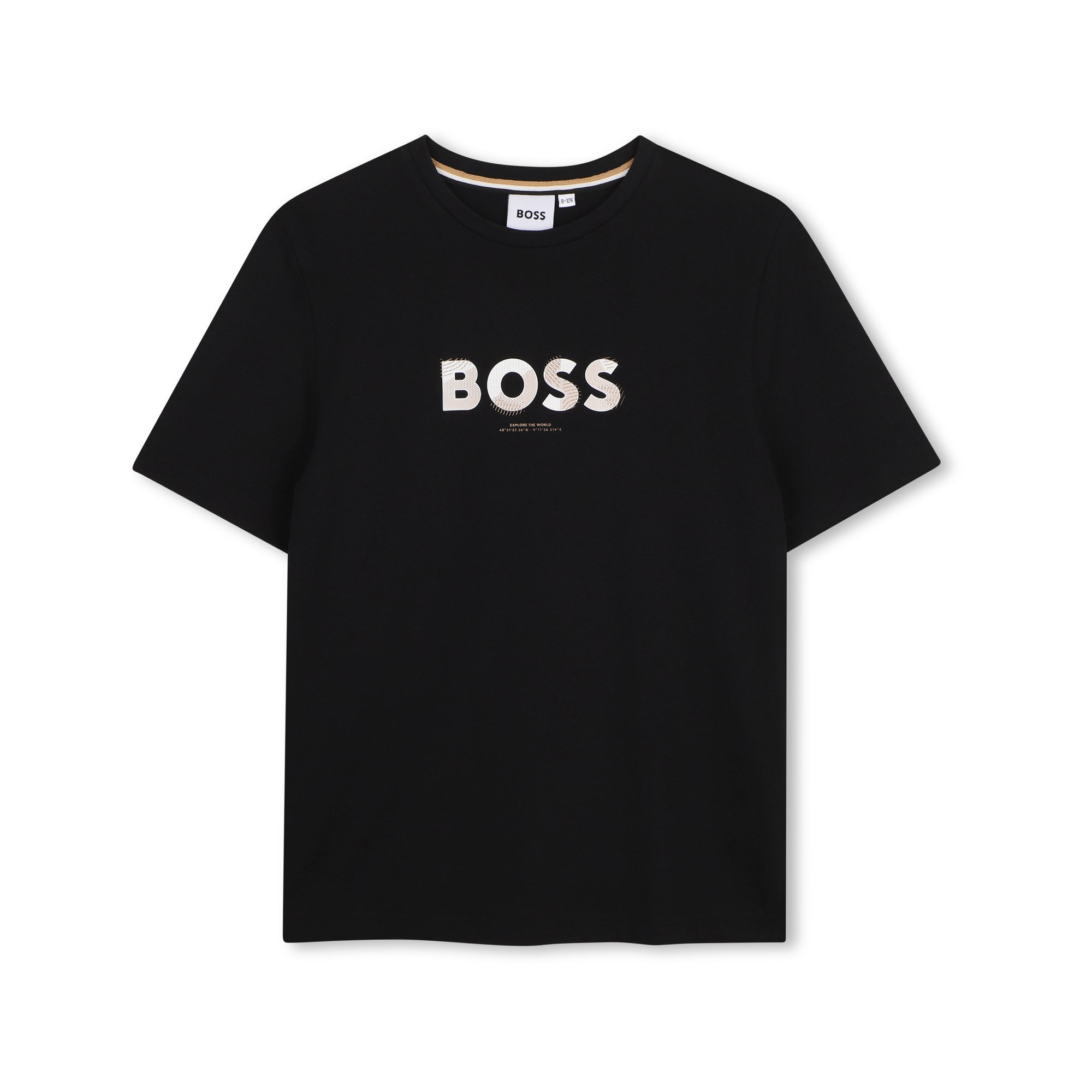 Boys Black Logo Cotton T-Shirt