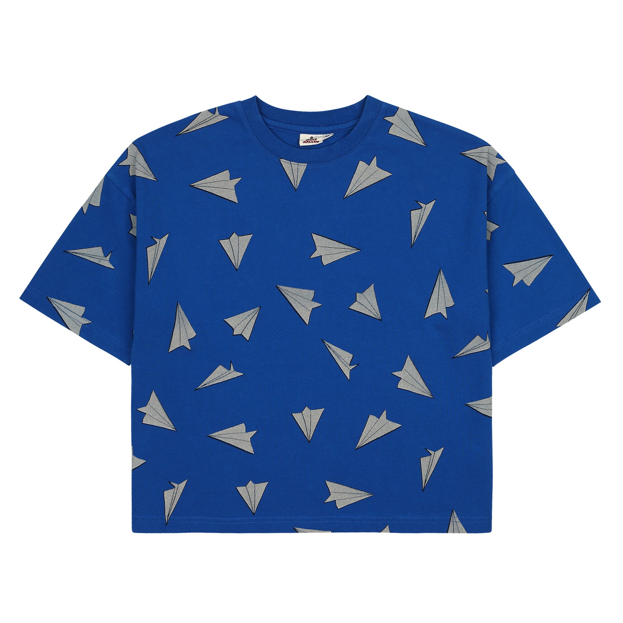 Boys & Girls Blue Paper Airplane Cotton T-Shirt