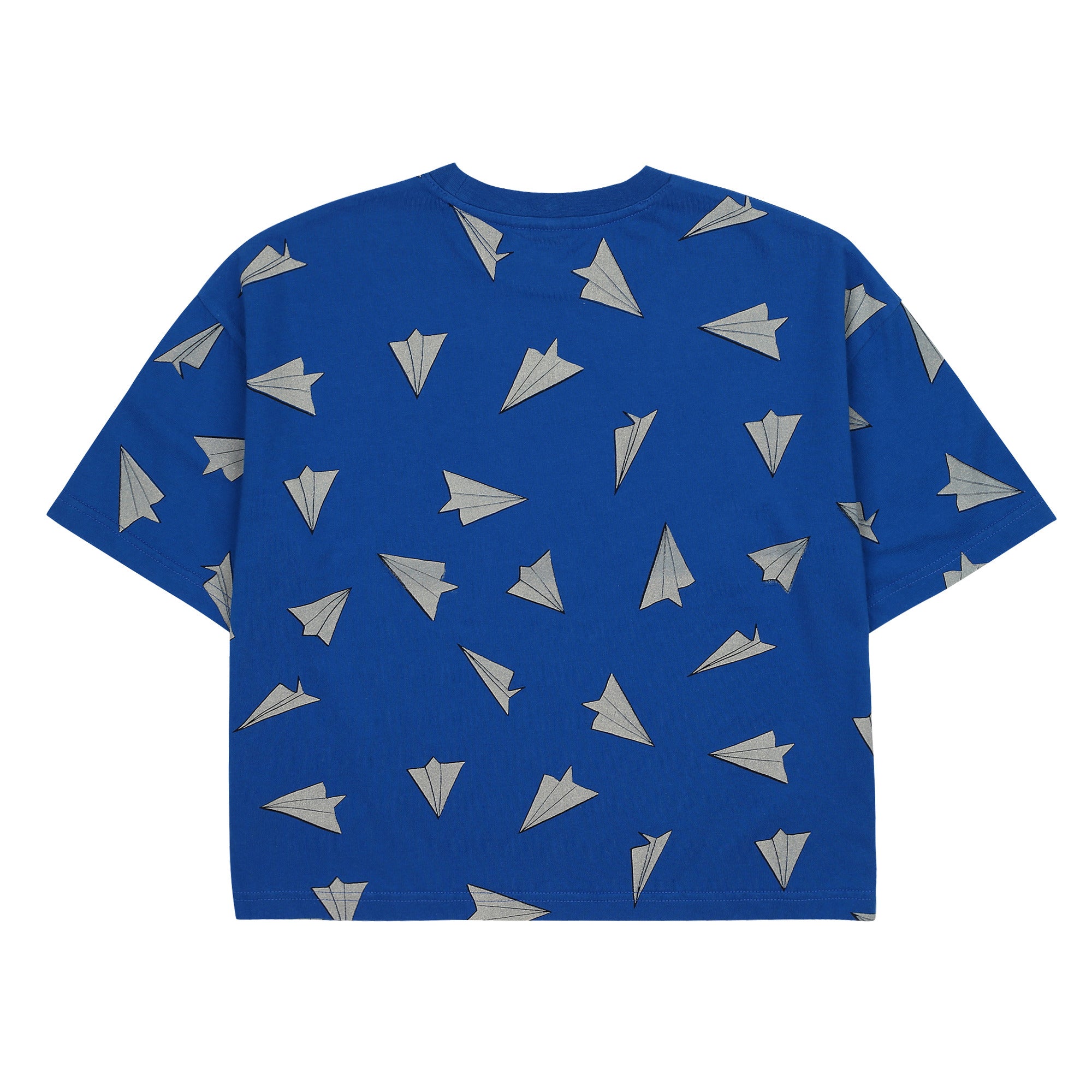 Boys & Girls Blue Paper Airplane Cotton T-Shirt