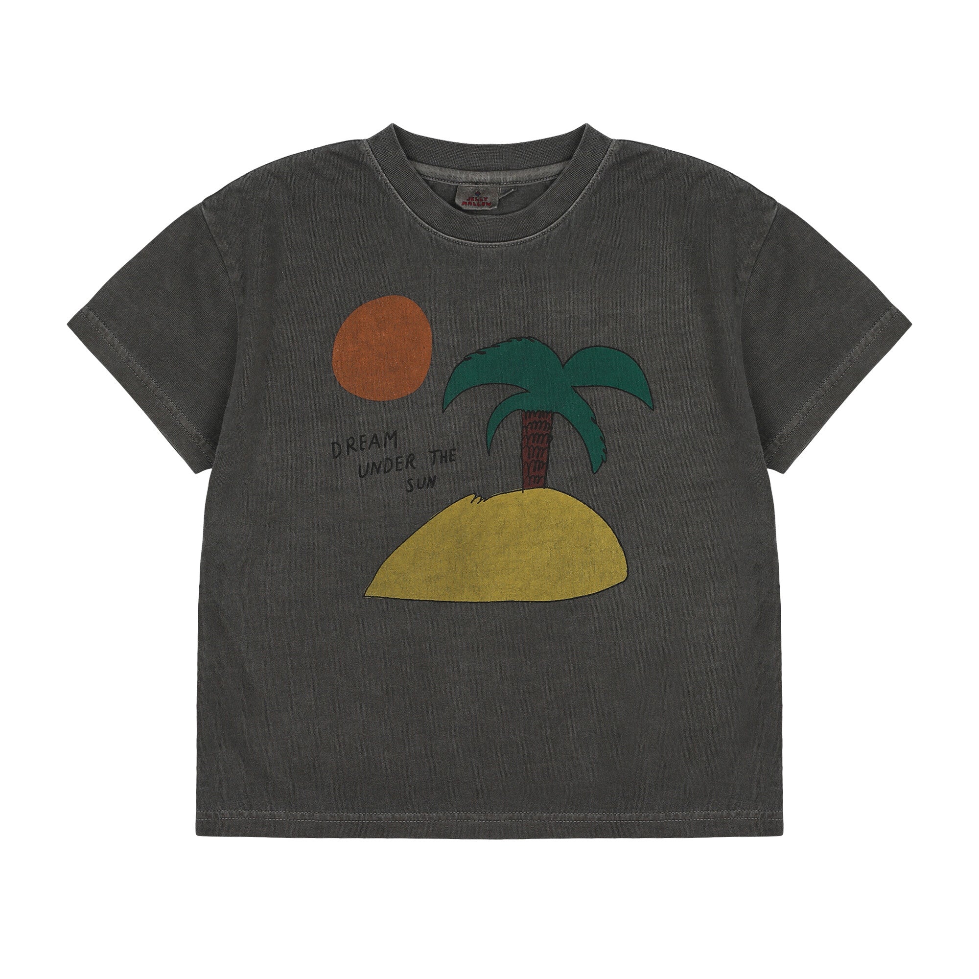 Boys & Girls Dark Grey Printed Cotton T-Shirt